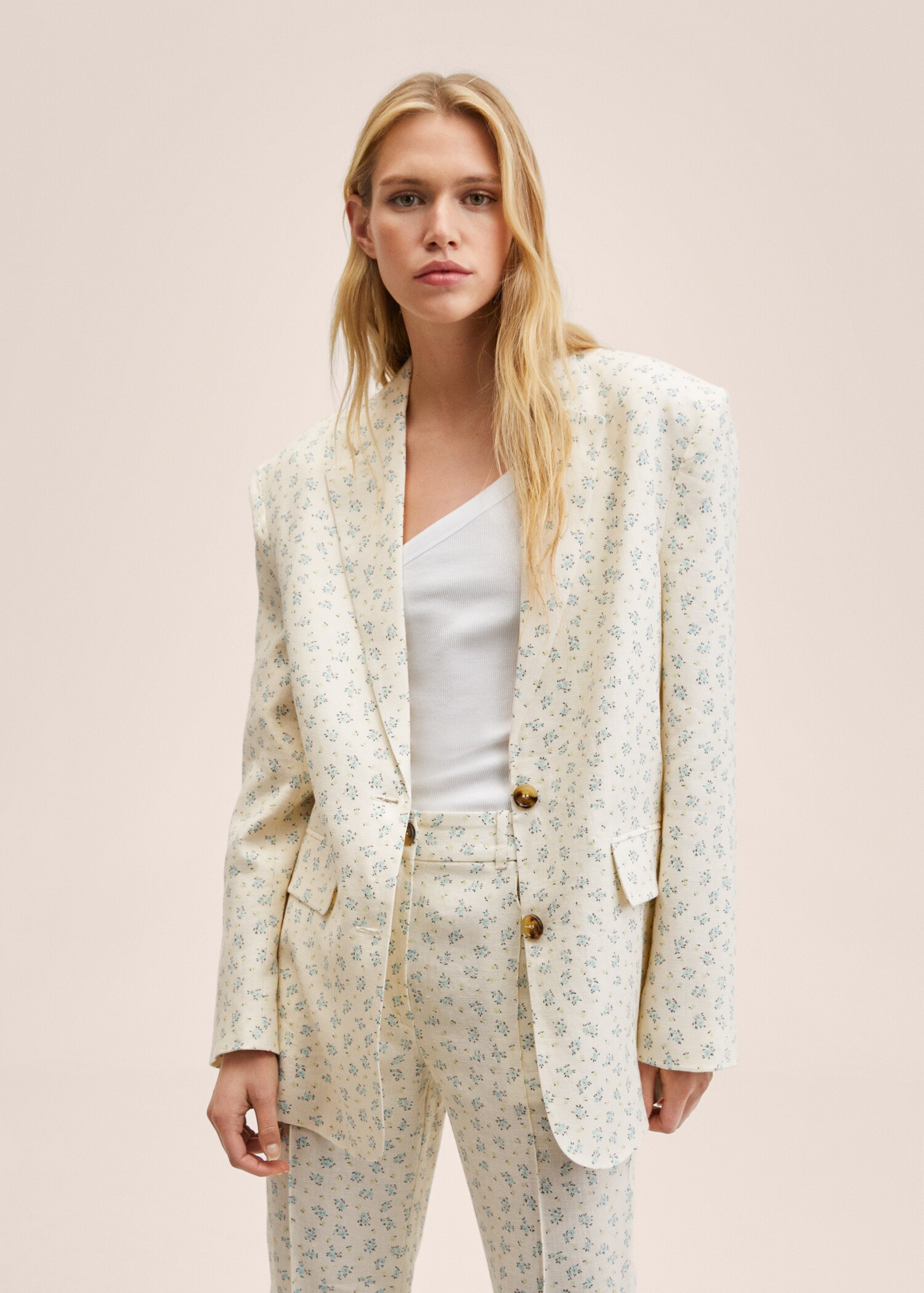 Linen oversized blazer - Medium plane