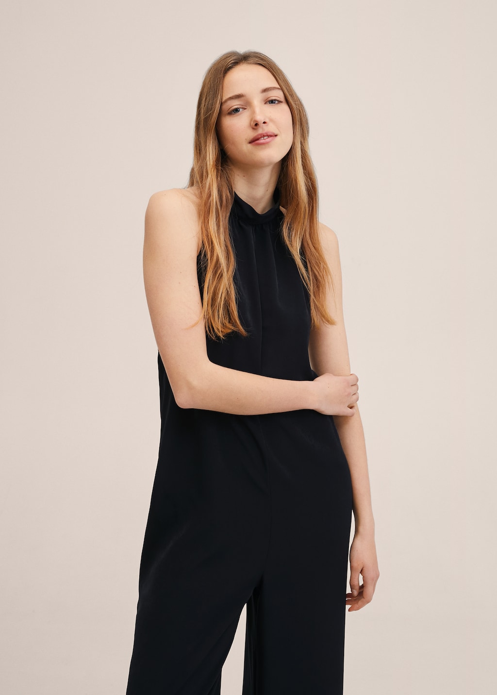 Black halter top jumpsuit outlet