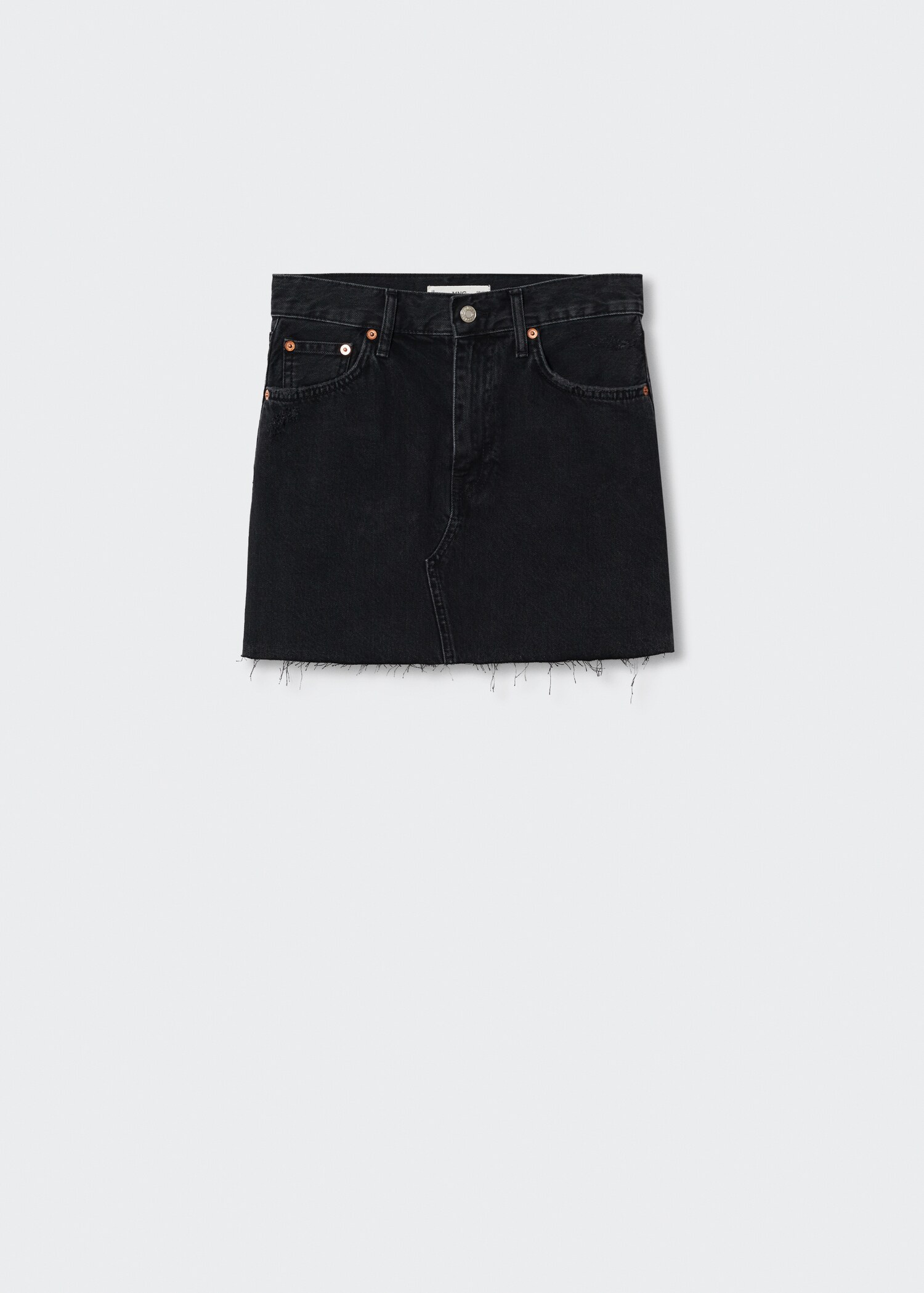 Denim miniskirt with frayed hem - Article without model