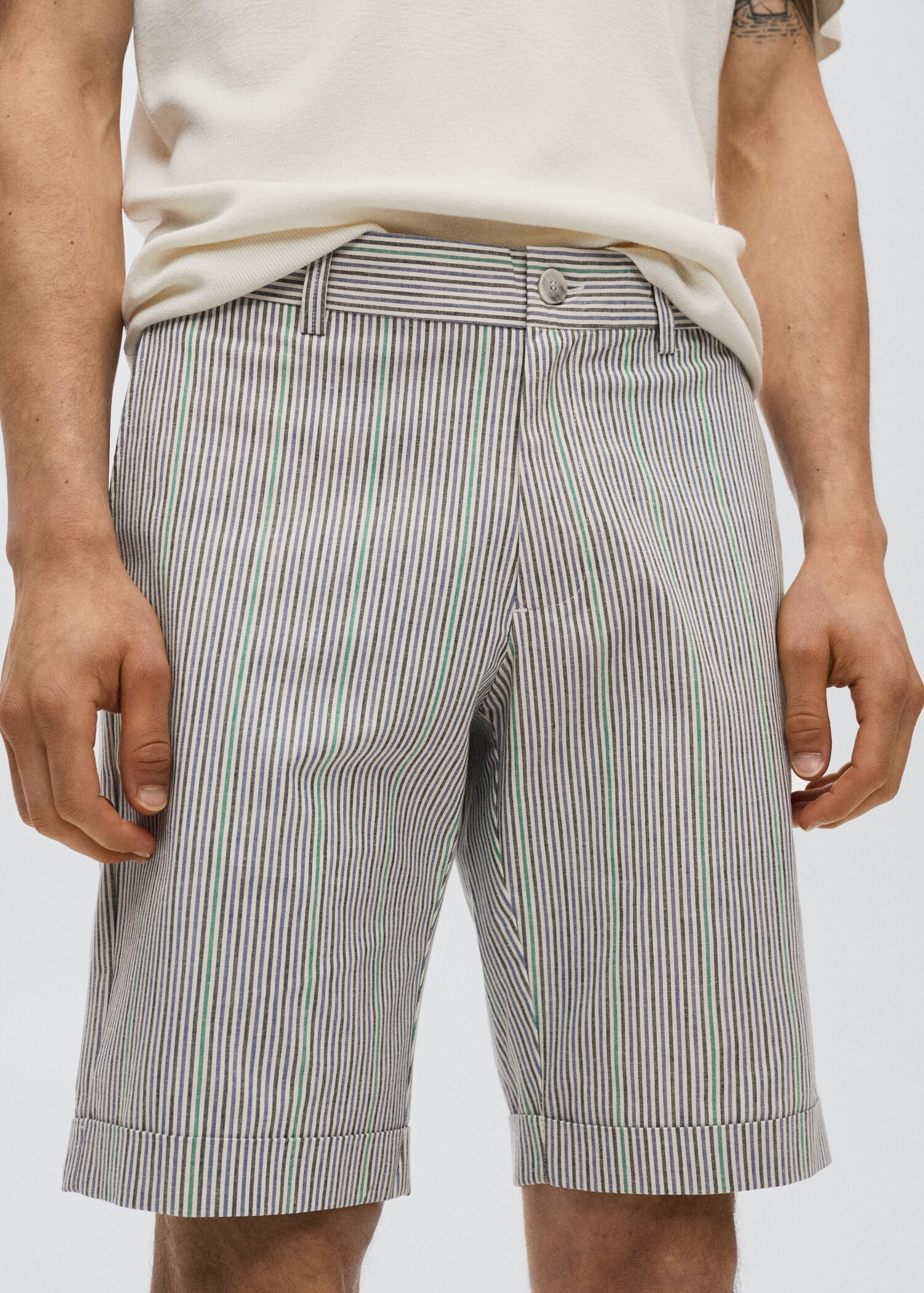Gestreifte Baumwoll-Bermudas - Detail des Artikels 1