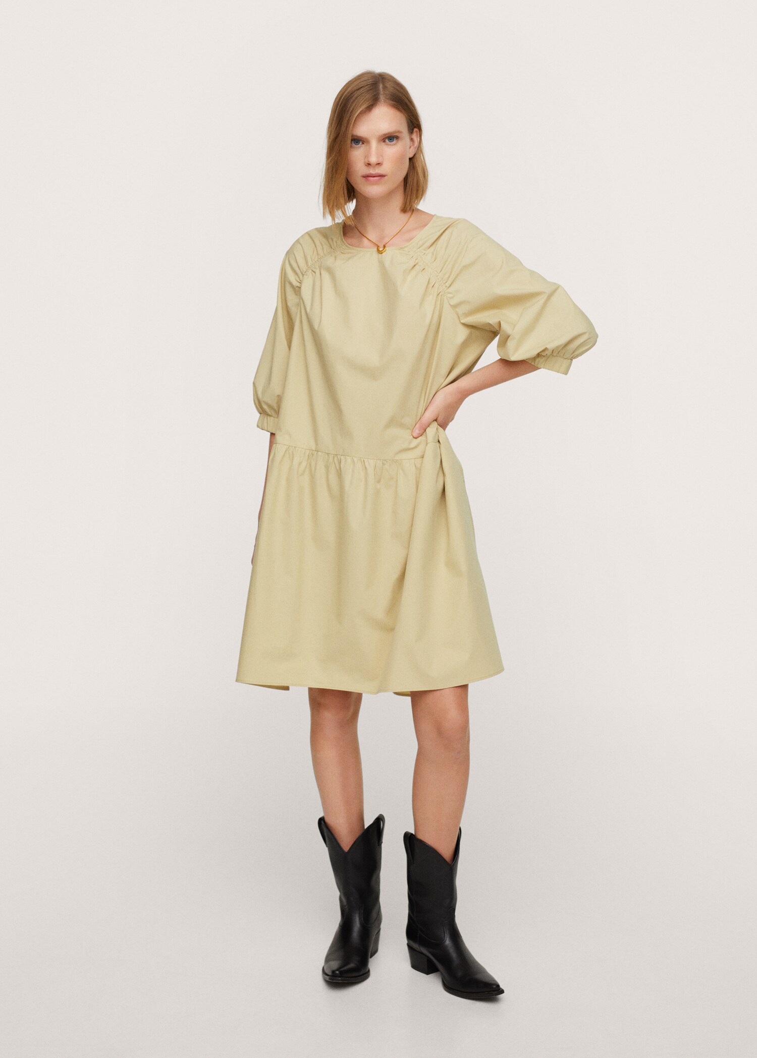 Puffed sleeves cotton dress - General plane