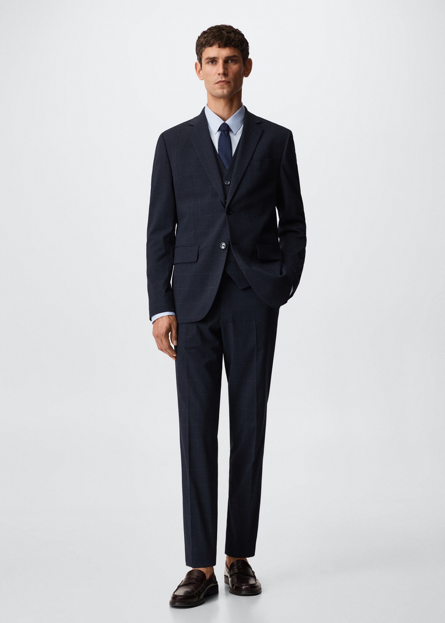 Americana vestir slim fit quadres - Pla general