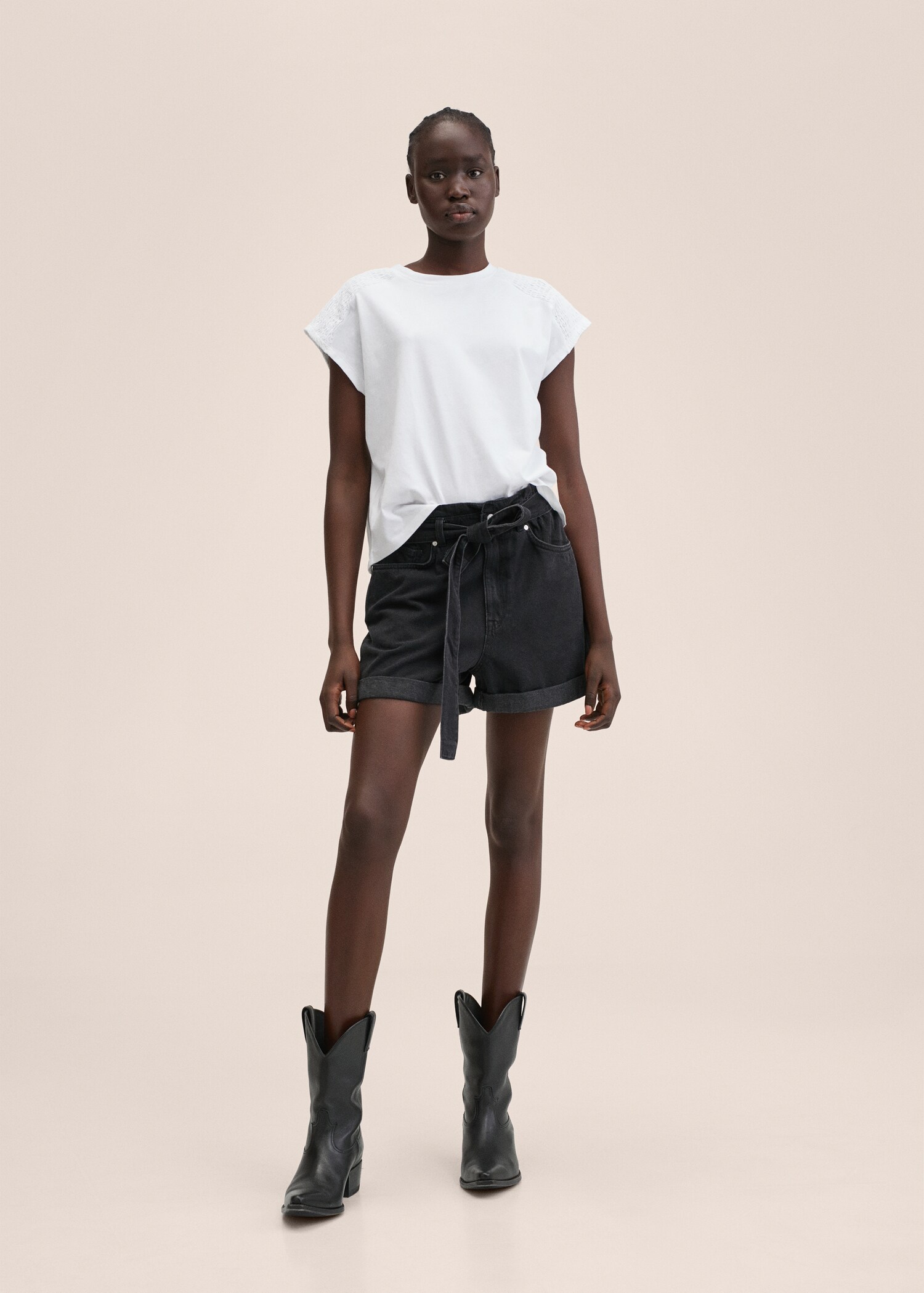 Gathered cotton t-shirt - General plane
