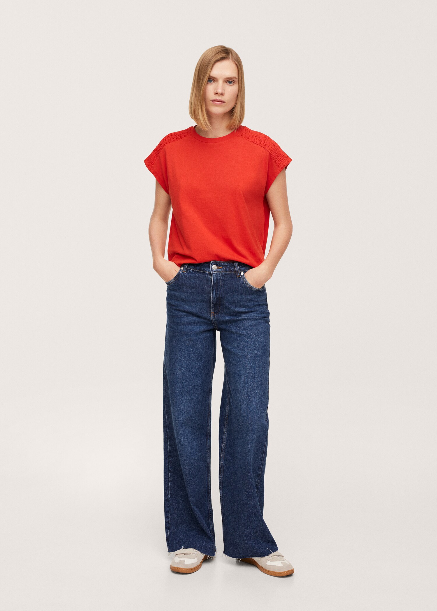 Gathered cotton t-shirt - General plane