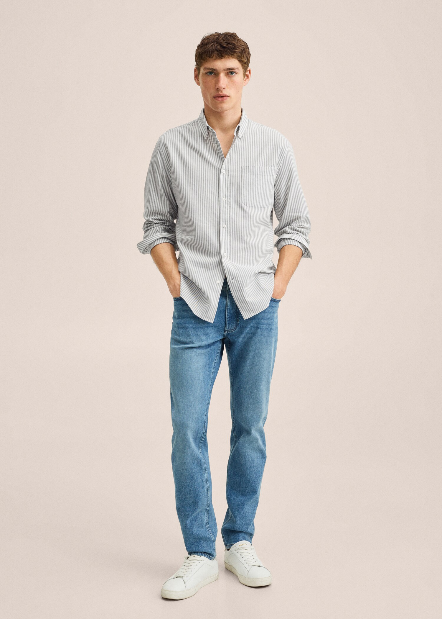 Regular-fit cotton striped shirt - General plane