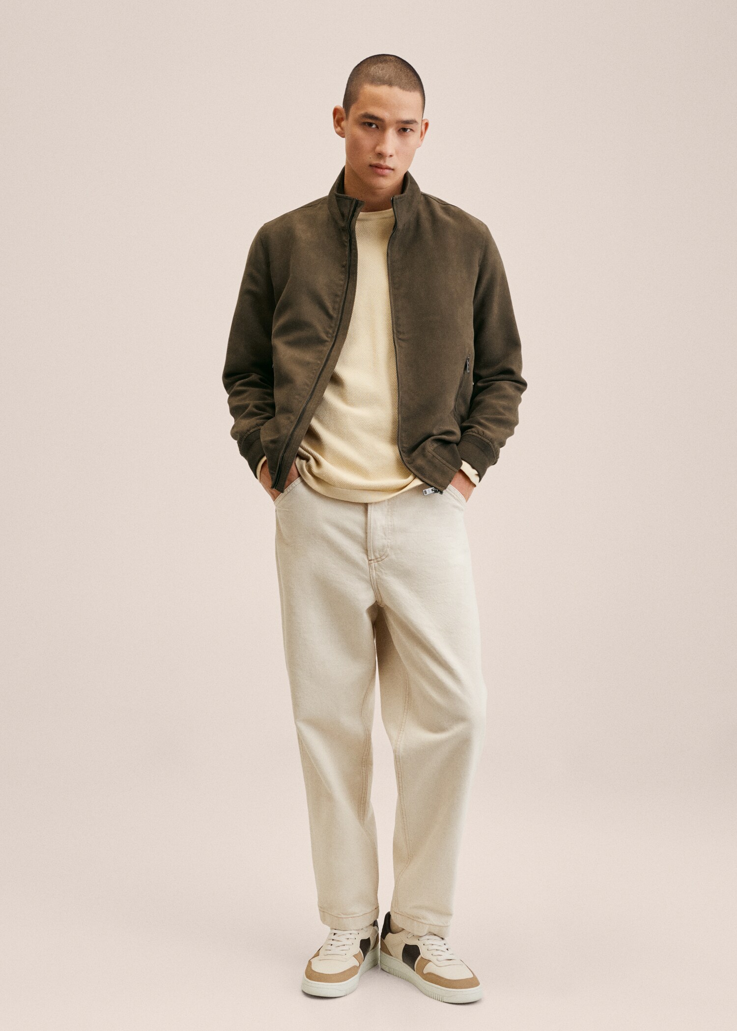 Suede-effect bomber jacket - General plane