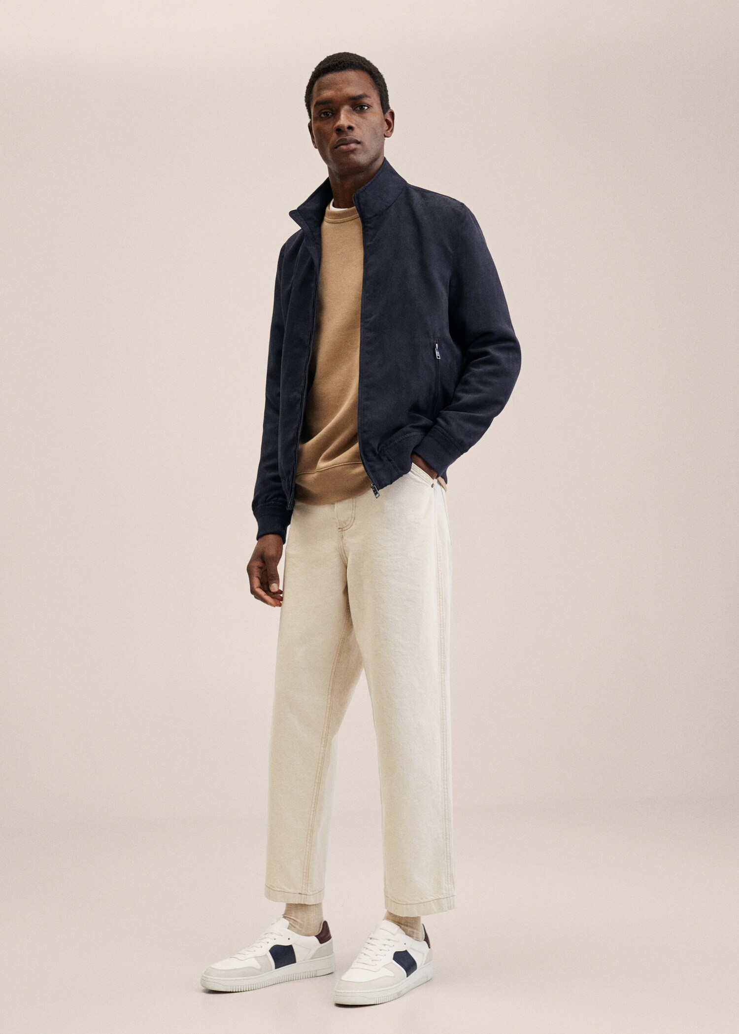 Suede-effect bomber jacket - General plane