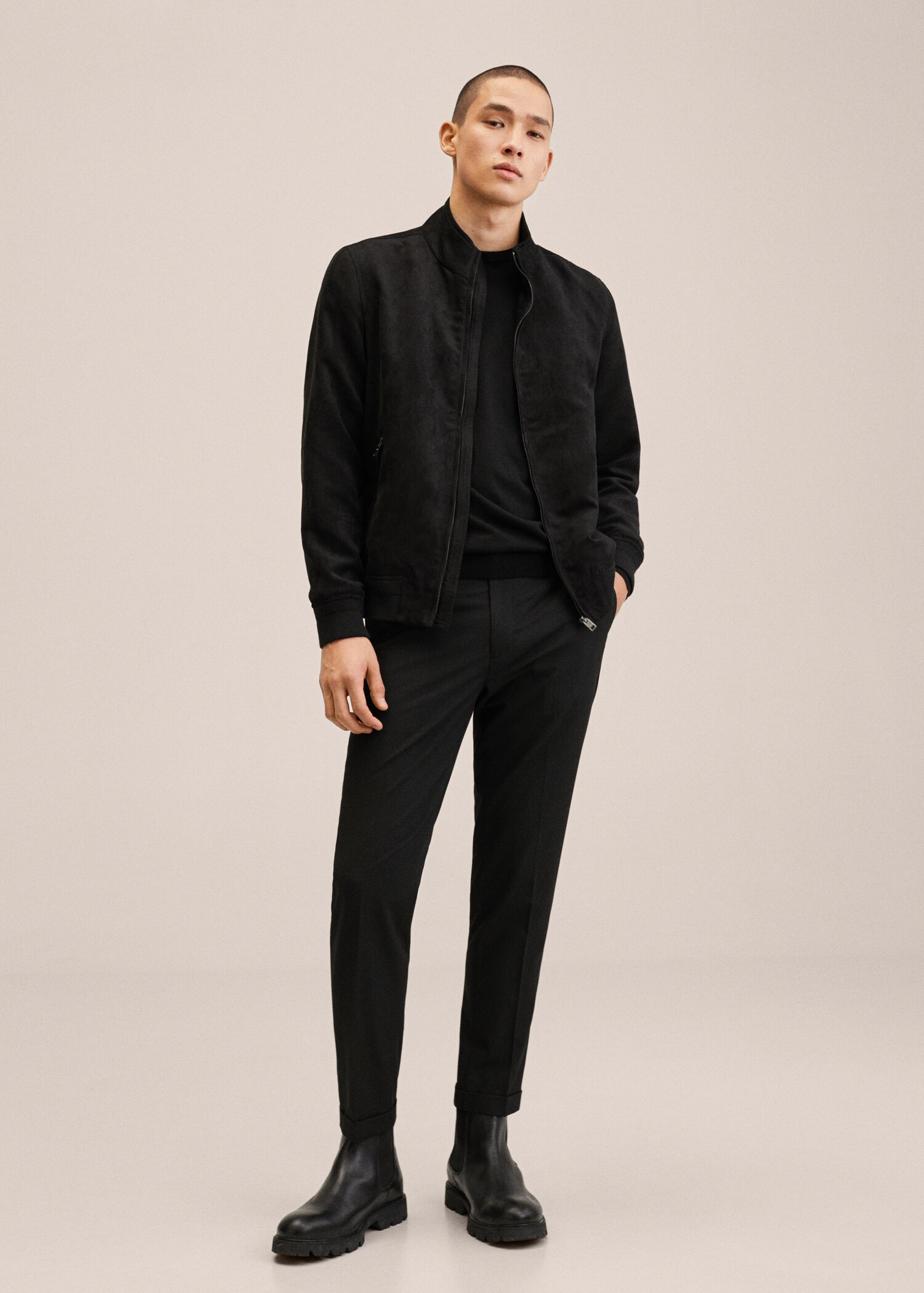 Suede-effect bomber jacket - General plane