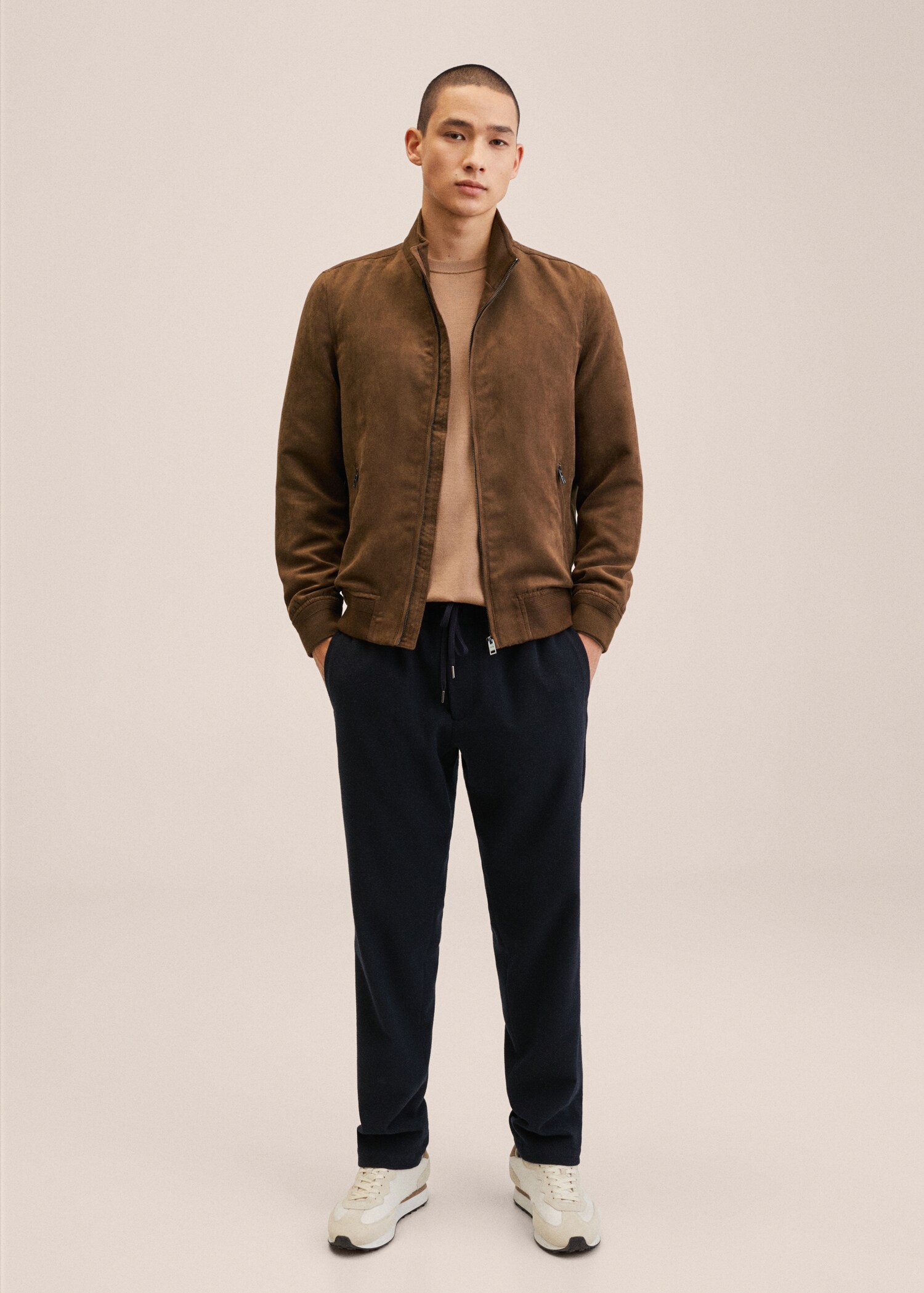Suede-effect bomber jacket - General plane
