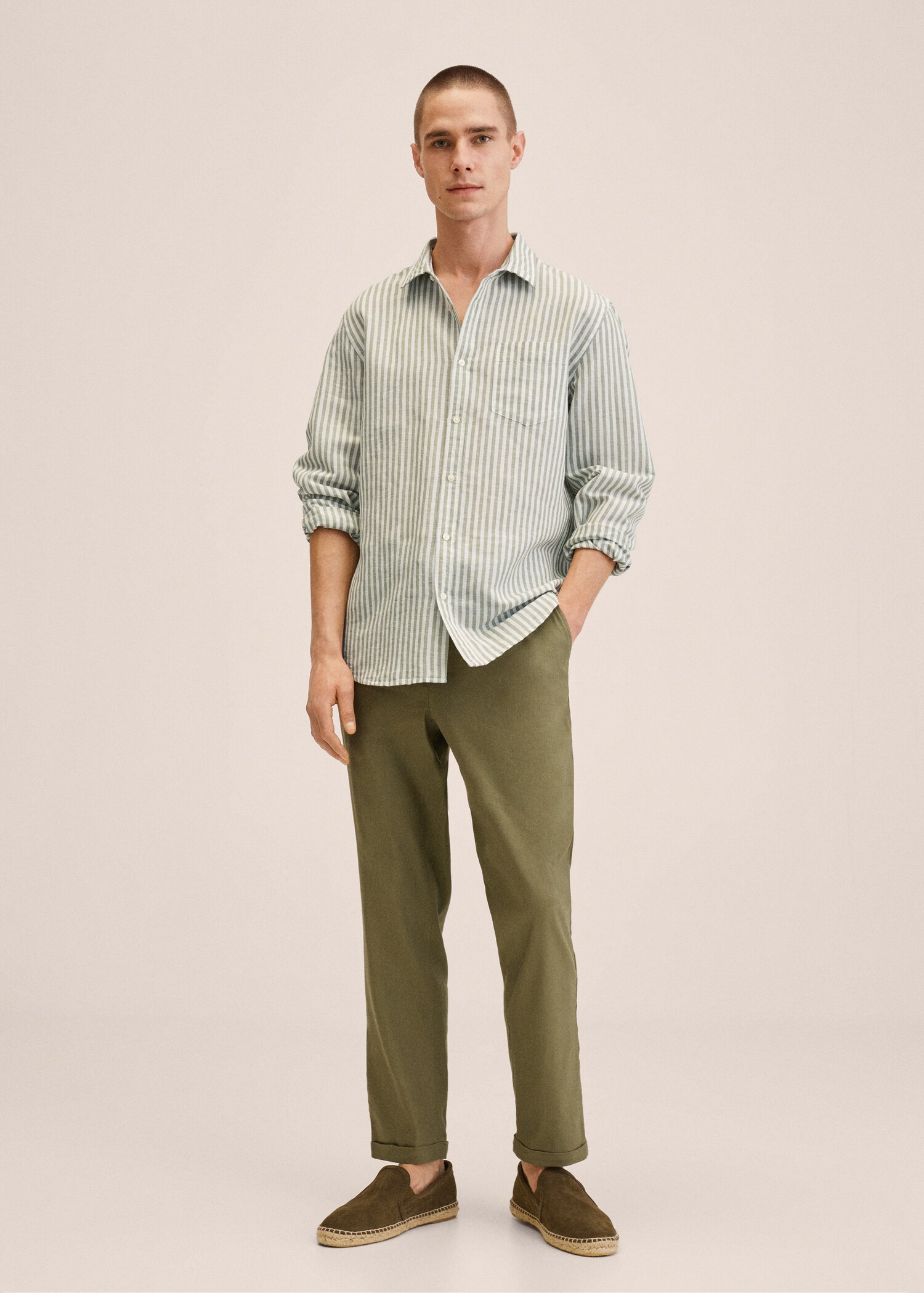 Slim fit striped linen shirt - General plane