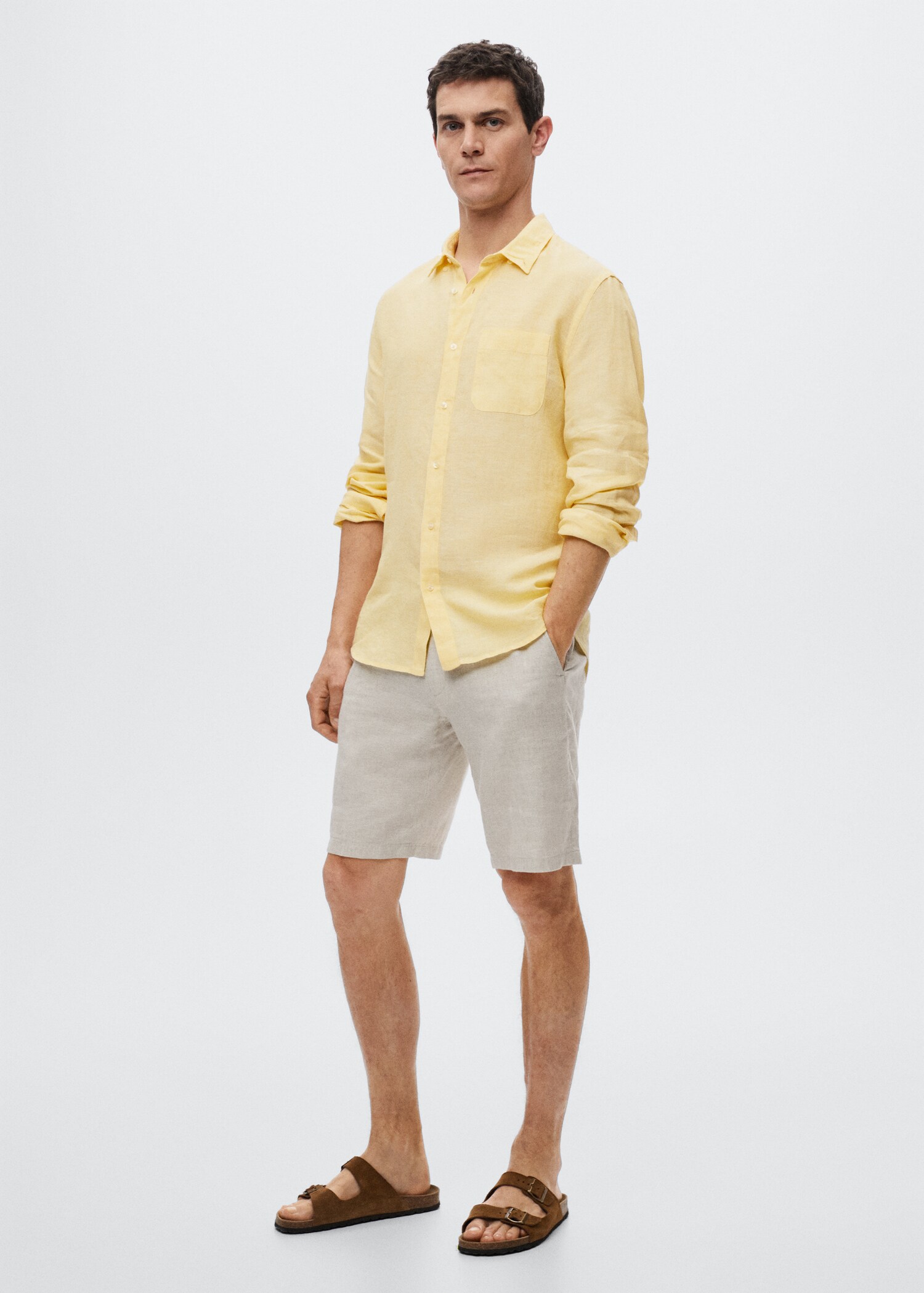 Slim Fit-Hemd aus 100 % Leinen - Allgemeine Ansicht