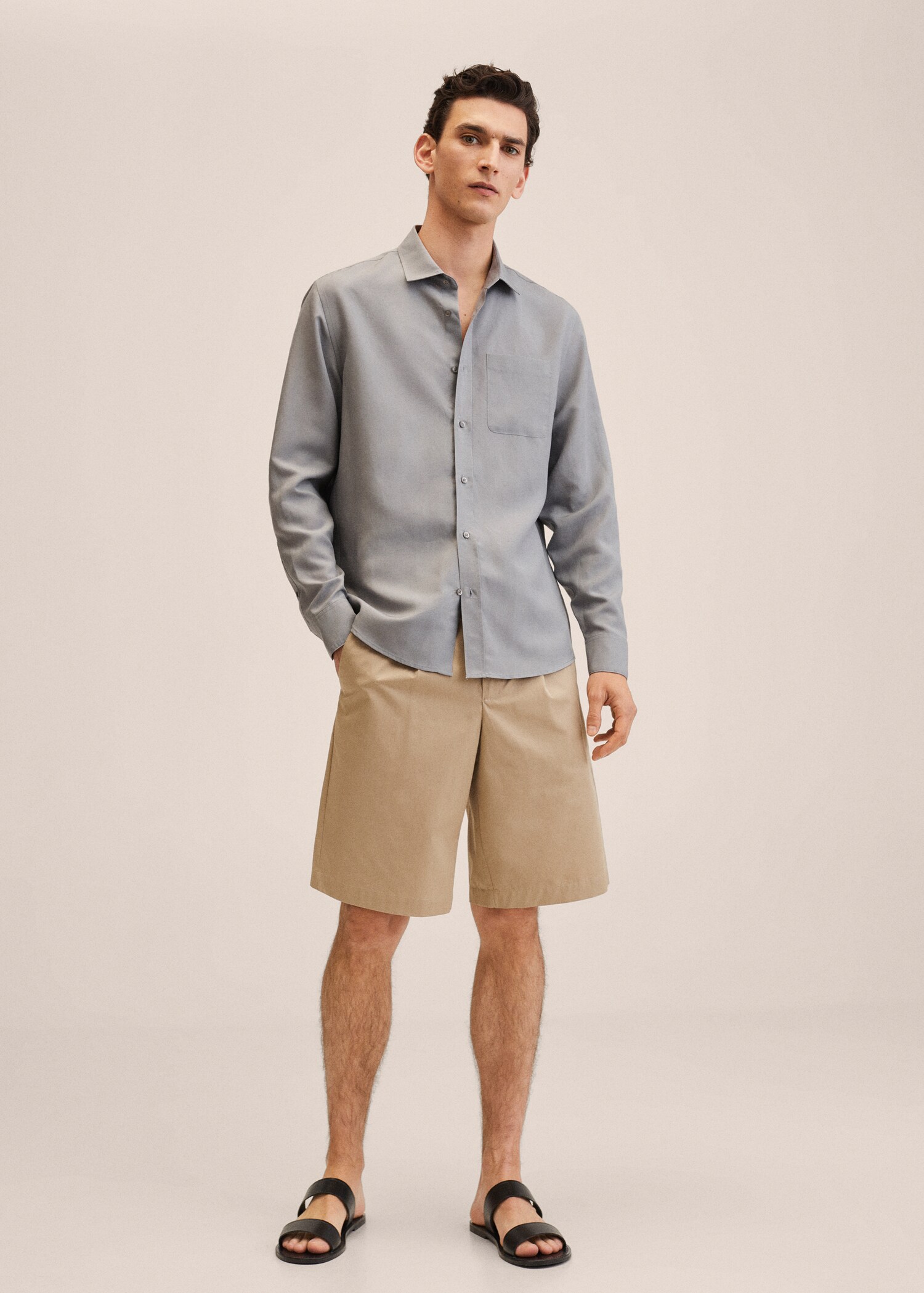 Camisa lyocell lino bolsillo - Plano general