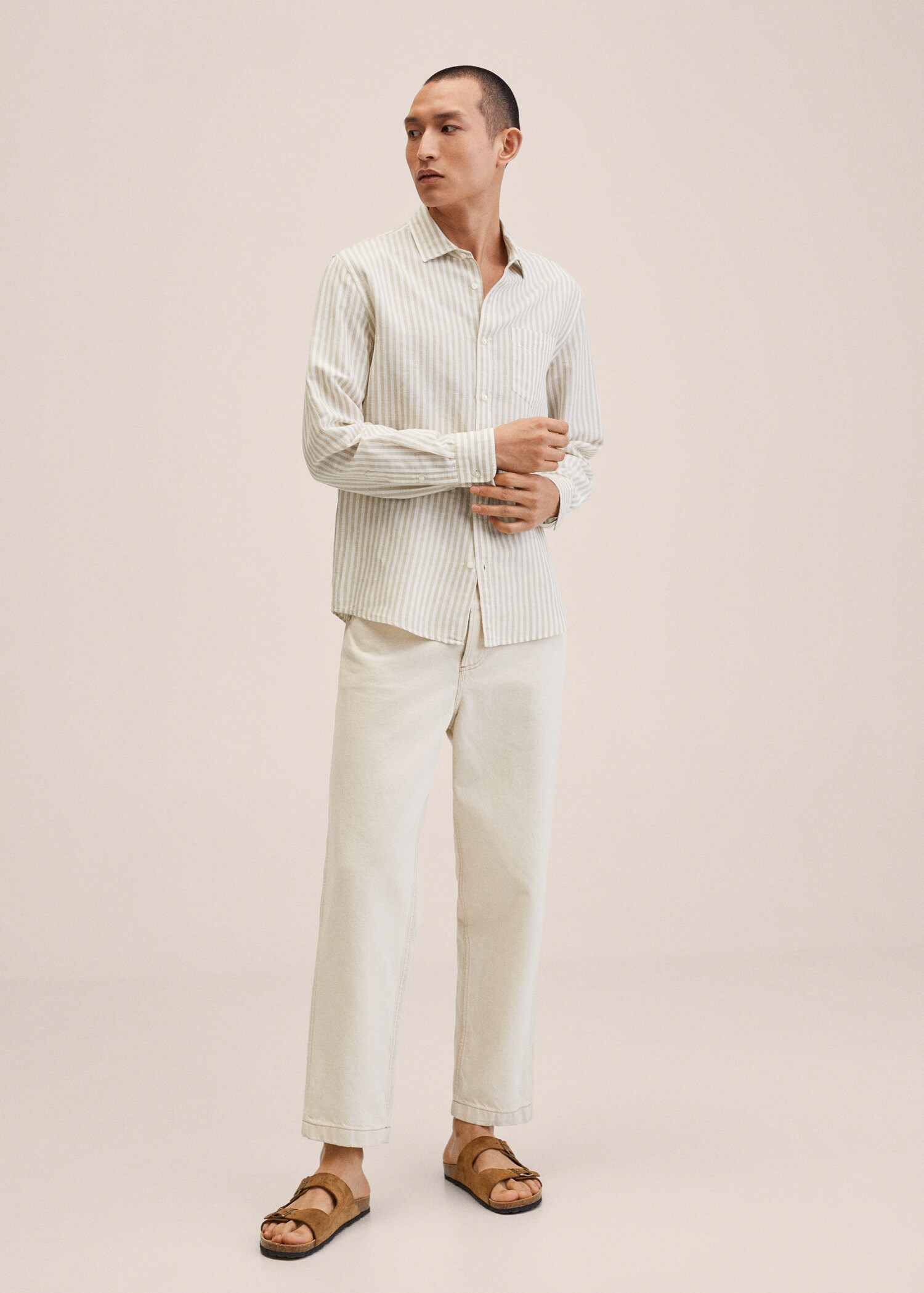 Slim fit striped linen shirt - General plane
