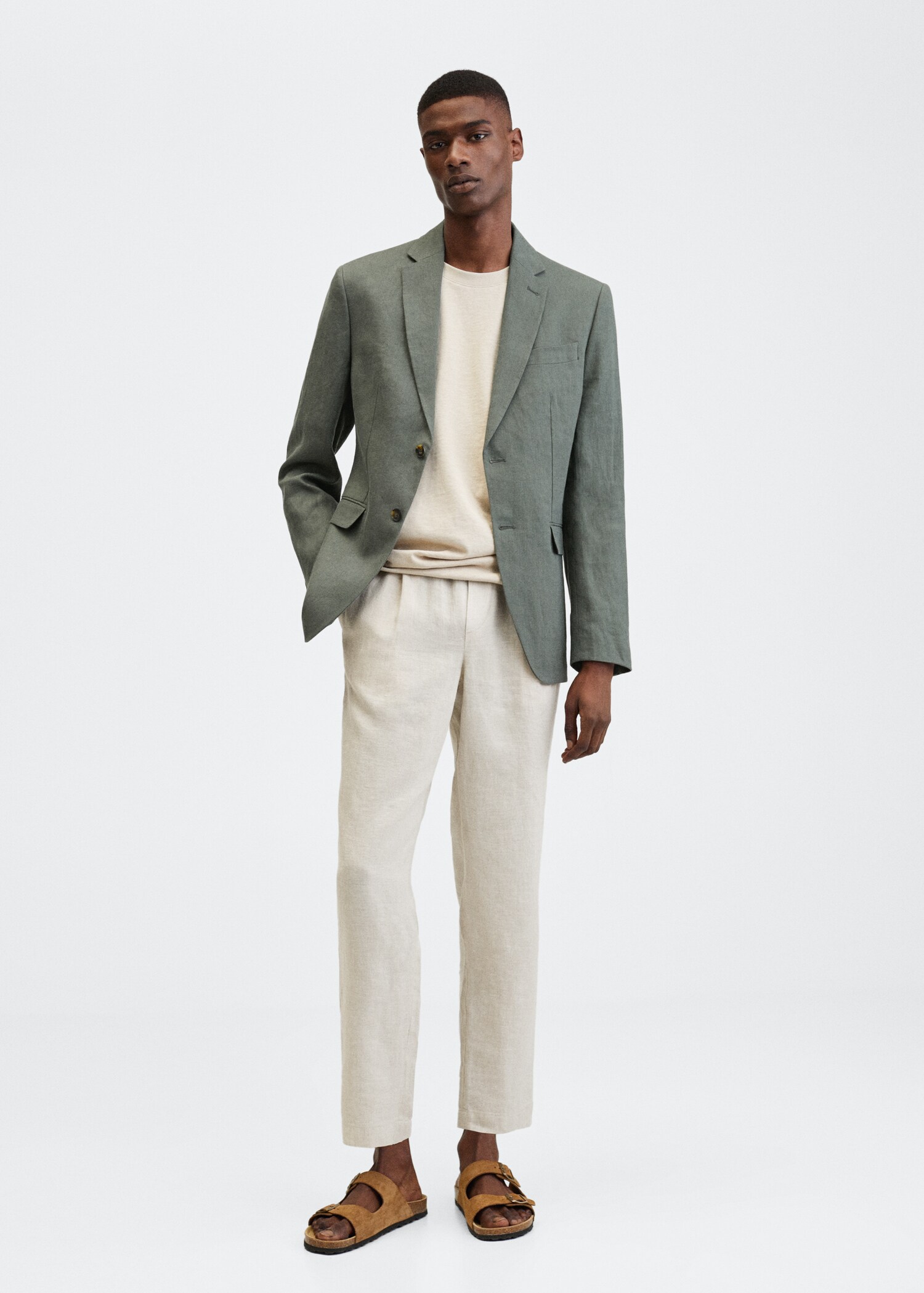 100% linen slim fit blazer - General plane