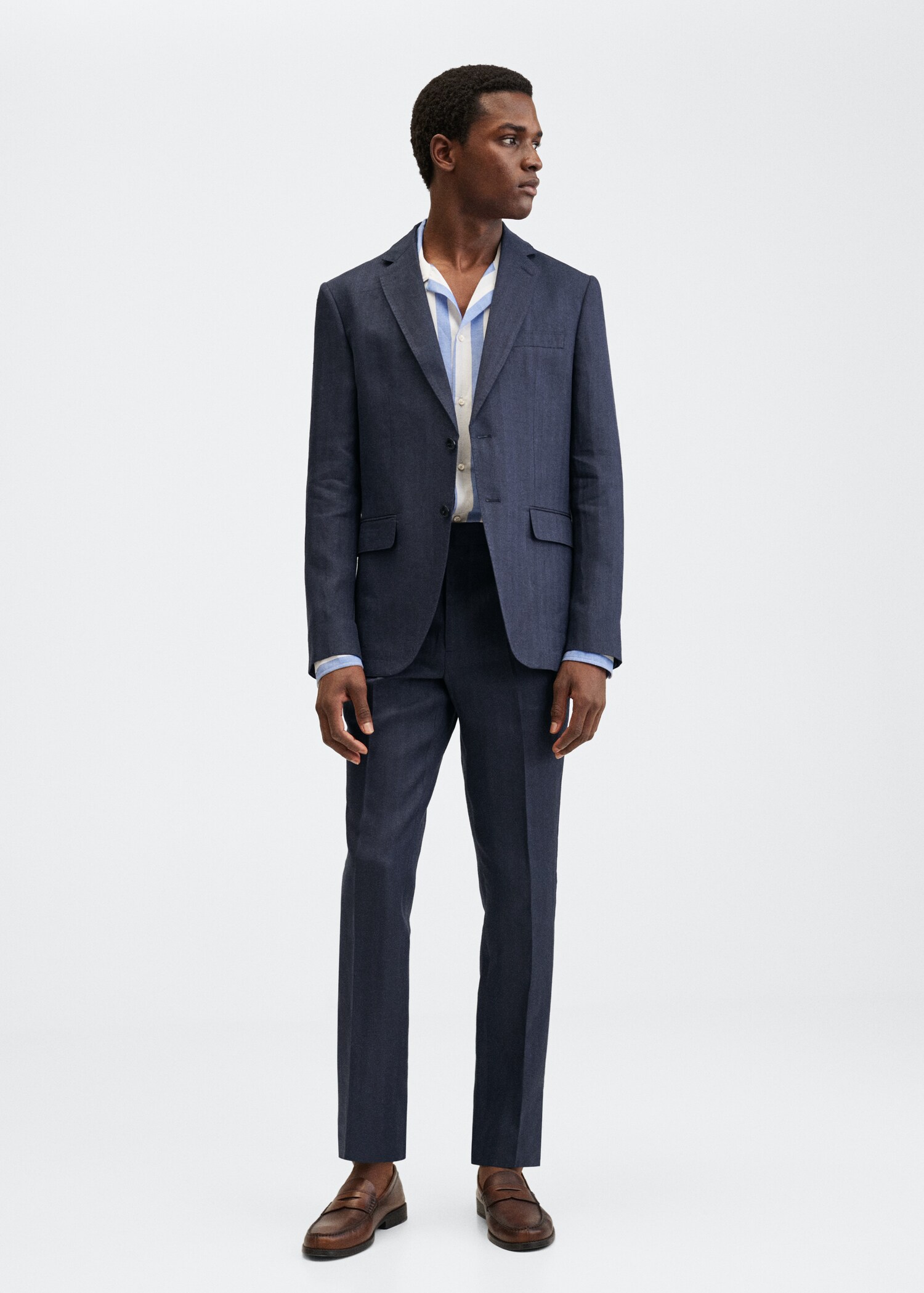 Slim fit linen suit blazer - General plane