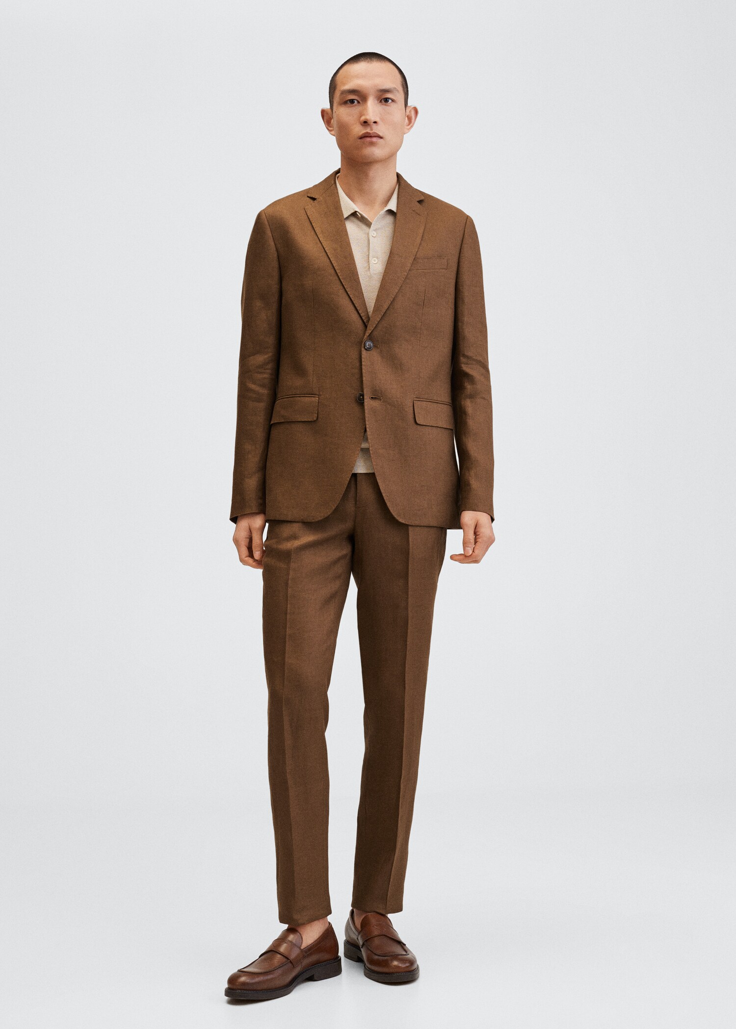 Slim fit linen suit blazer - General plane