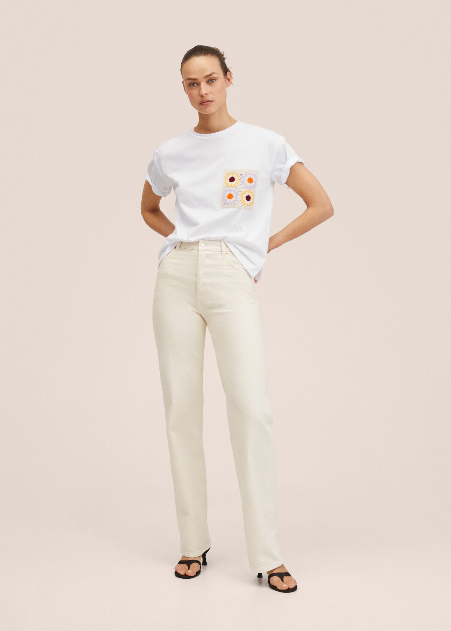 Embroidered detail cotton T-shirt - General plane