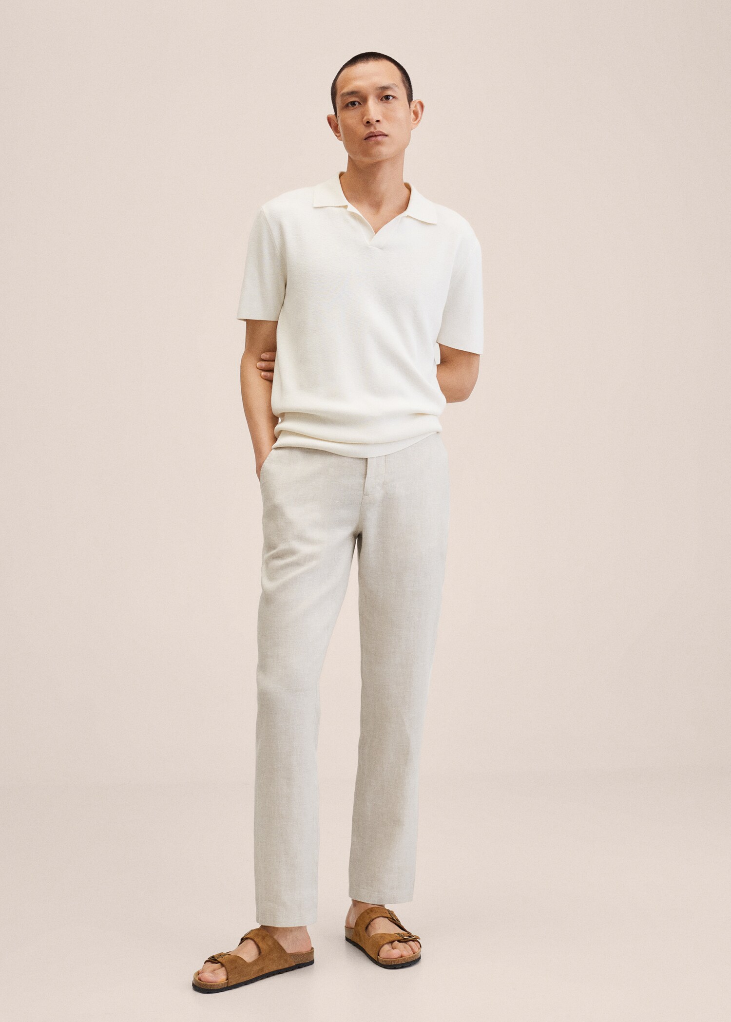 Slim fit linen trousers - General plane