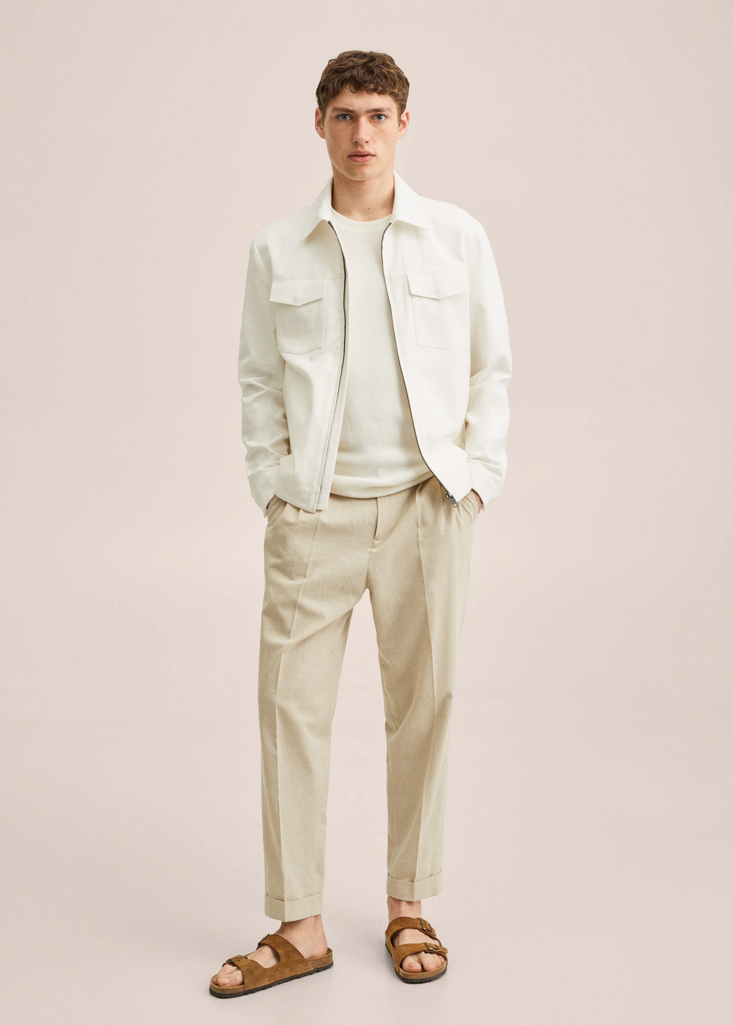 Zipper linen cotton jacket - General plane