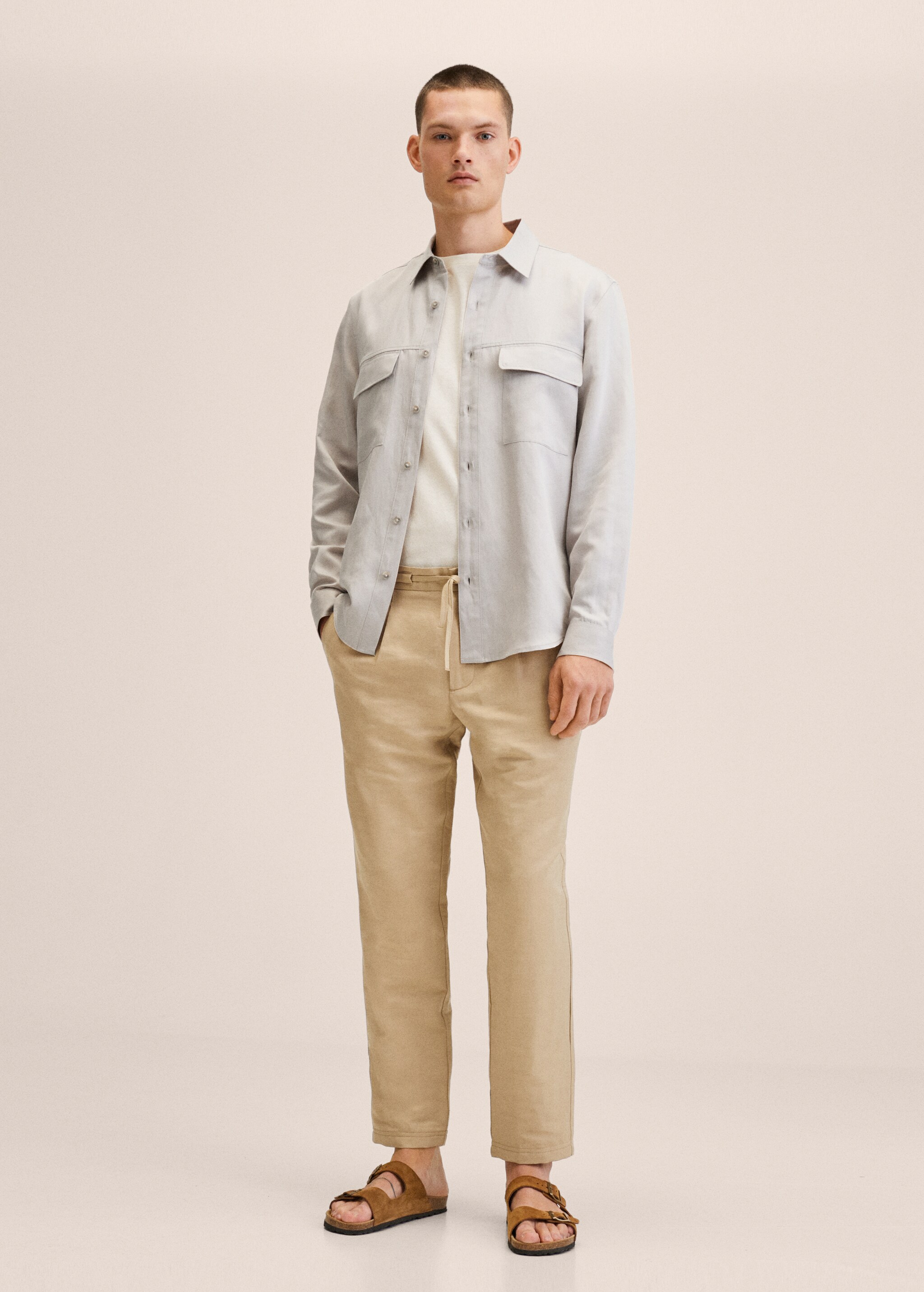 Lyocell linen overshirt with pockets - General plane