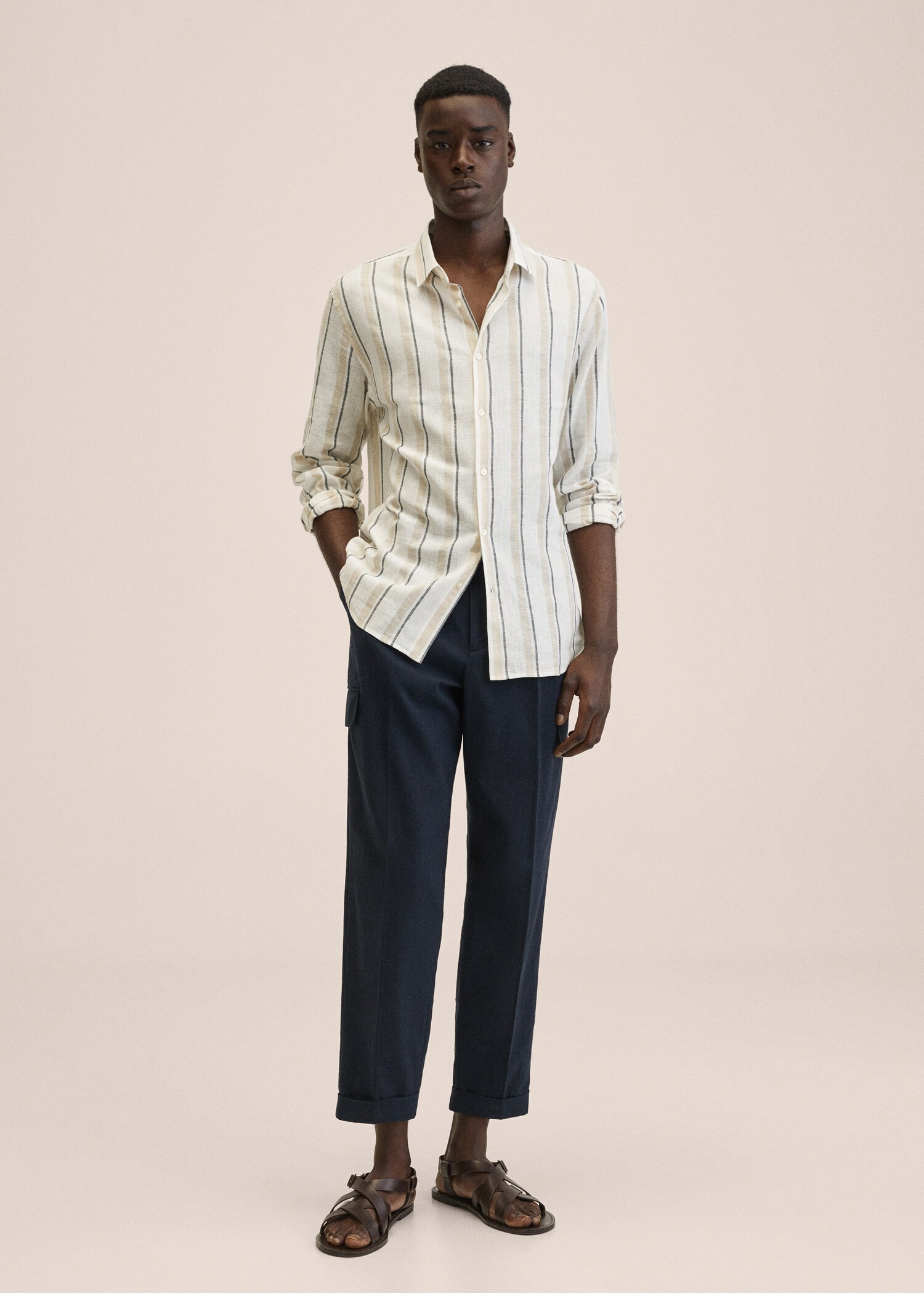 100% linen striped shirt - General plane
