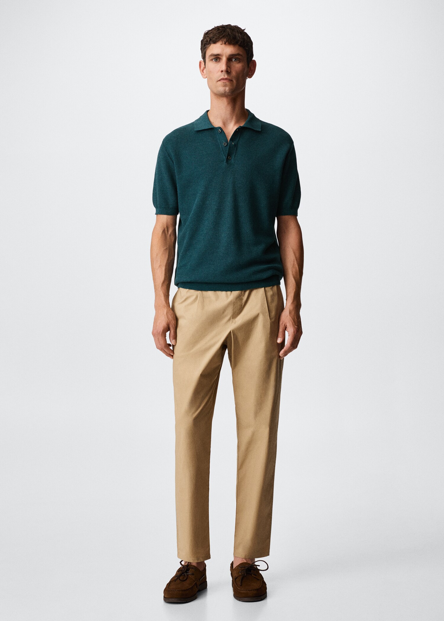 Textured cotton polo shirt - General plane