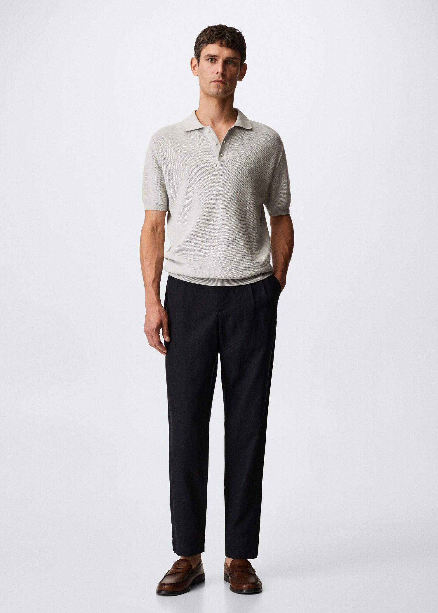 Textured cotton polo shirt - General plane