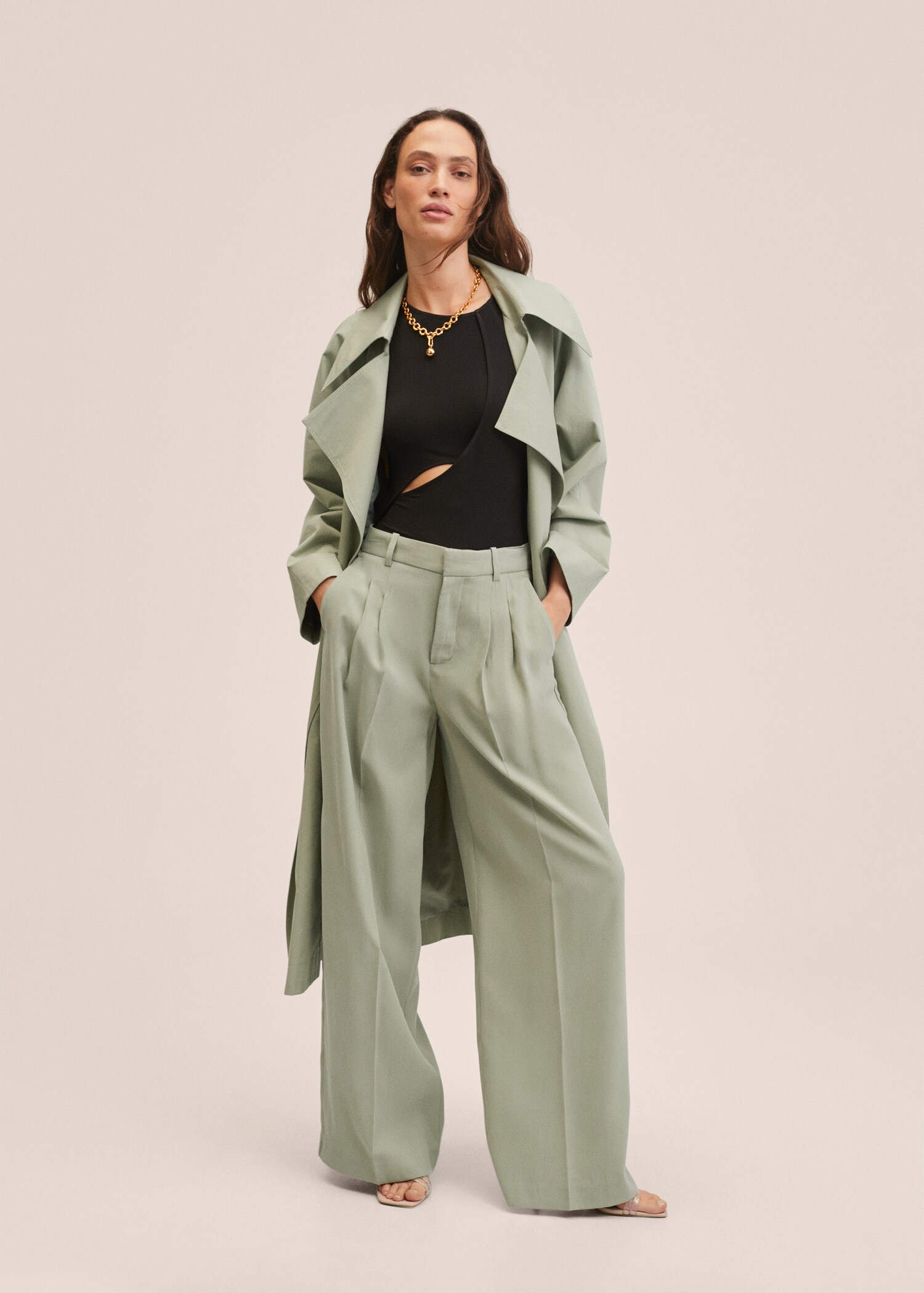 Wideleg pleated trousers - General plane