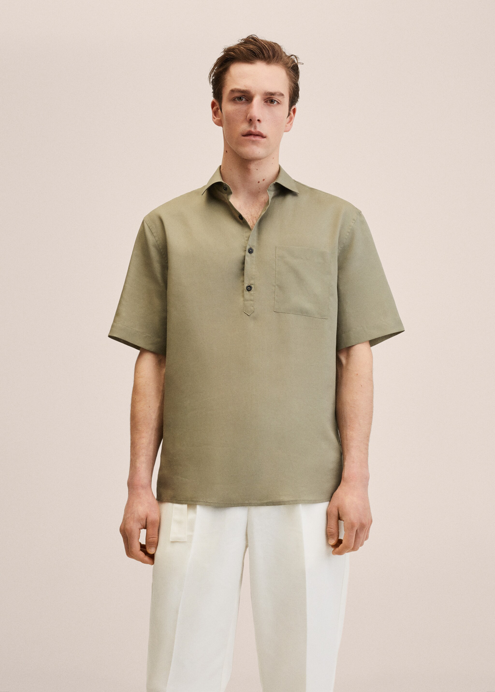 Slim-fit lyocell linen shirt - General plane