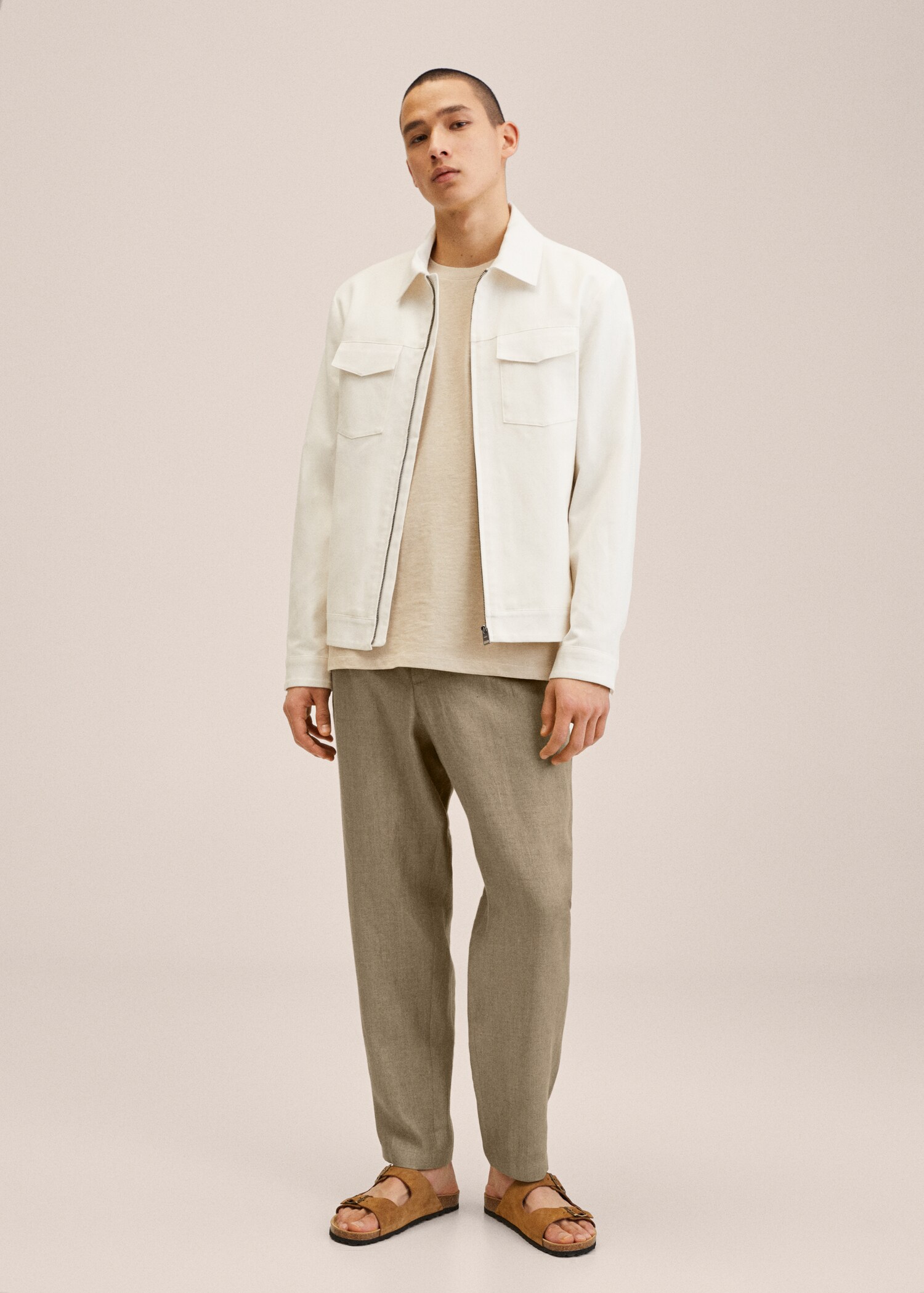 Pleated linen trousers - General plane