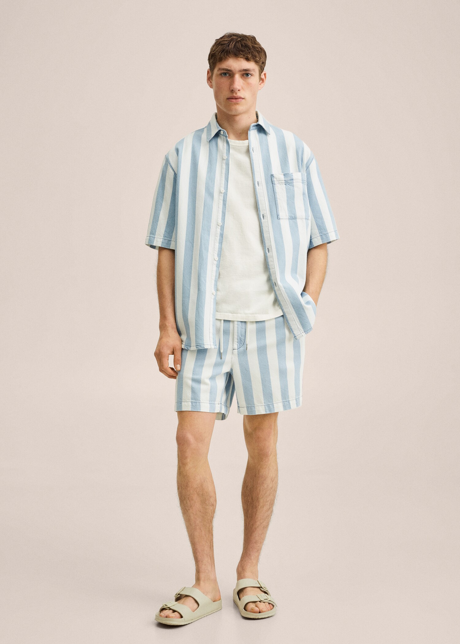 Striped denim shorts - General plane