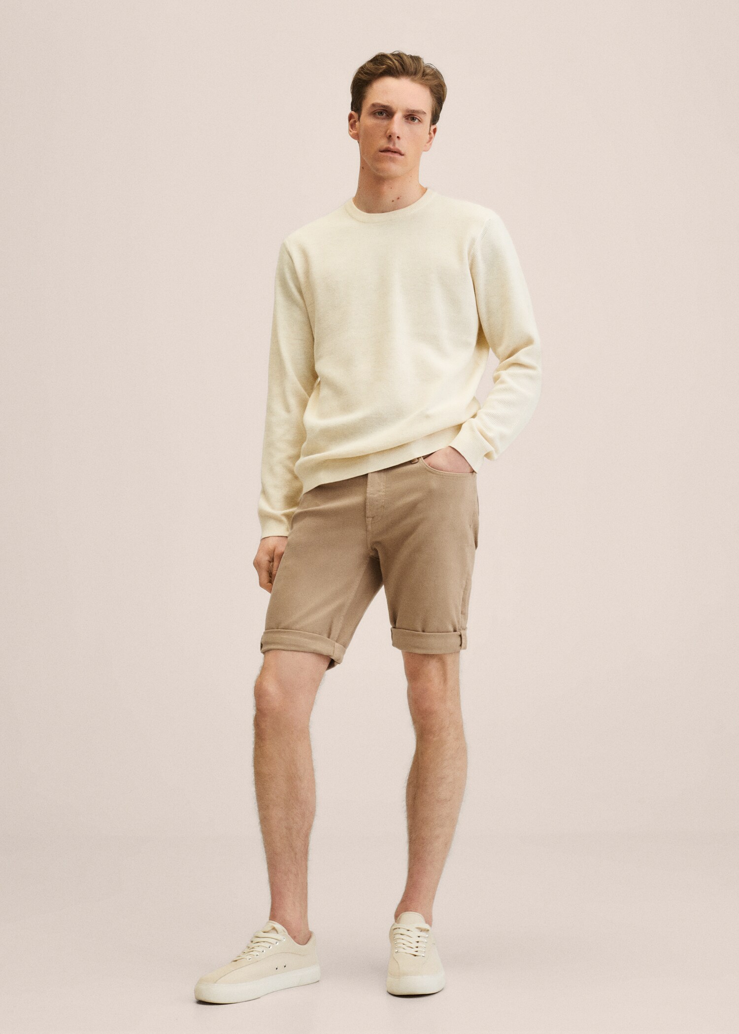 Stretch cotton denim shorts - General plane