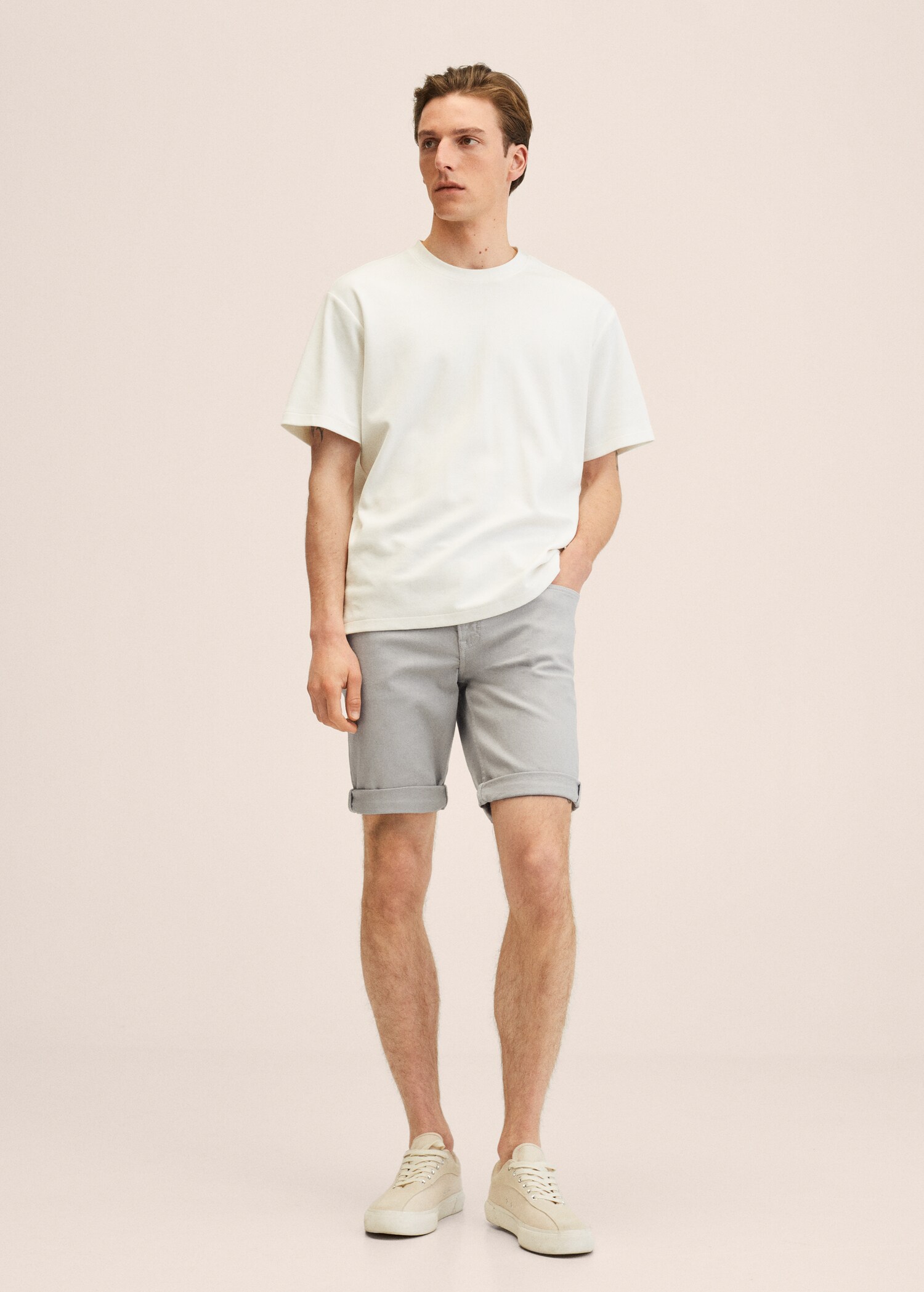 Stretch cotton denim shorts - General plane