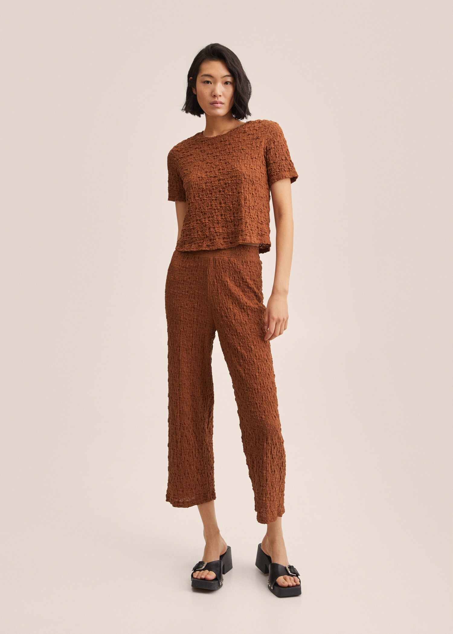 Textured cotton T-shirt - General plane