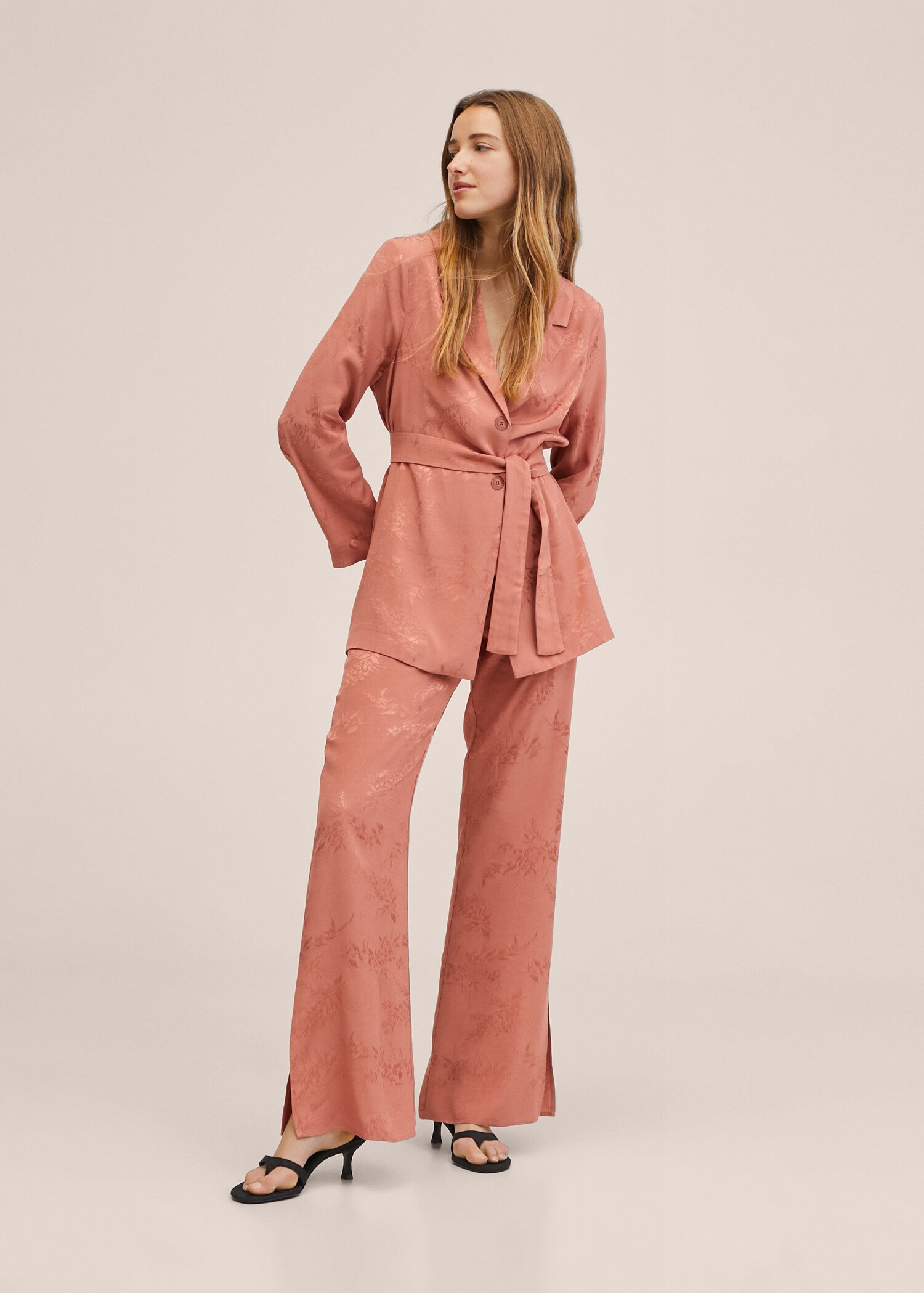 Flared floral-print trousers - General plane