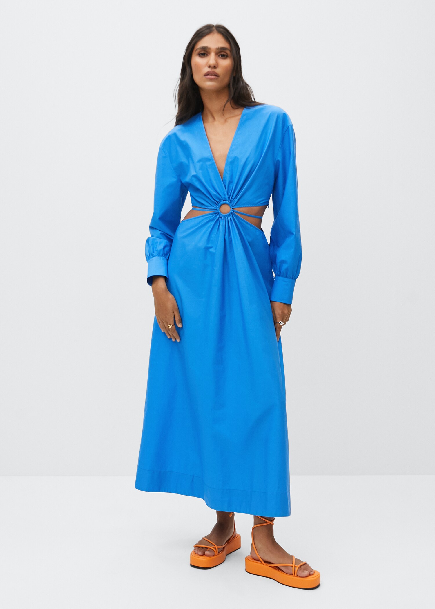 Baumwollkleid mit Schlitz - Allgemeine Ansicht