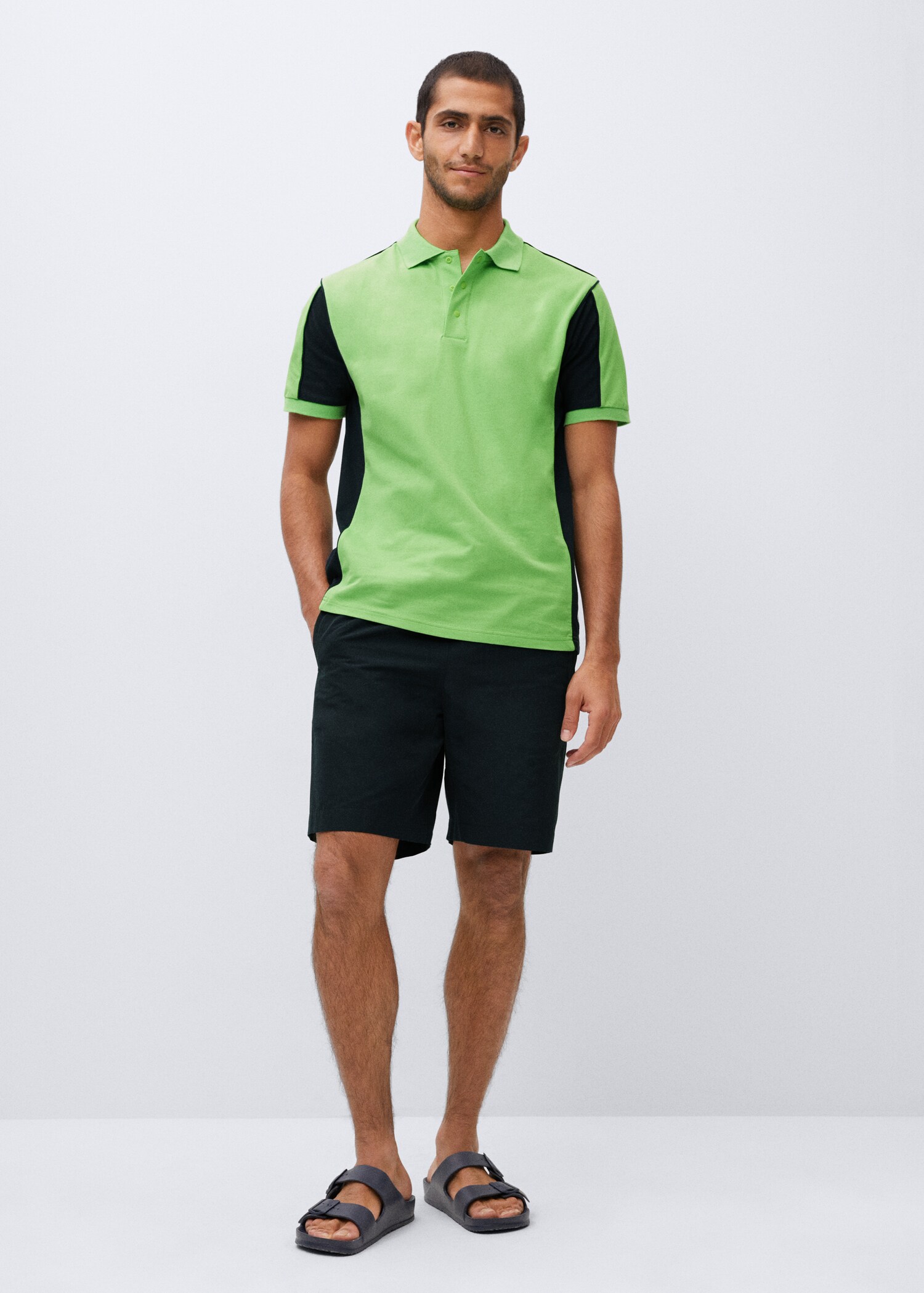 Ademend colorblock poloshirt - Overzichtstekening