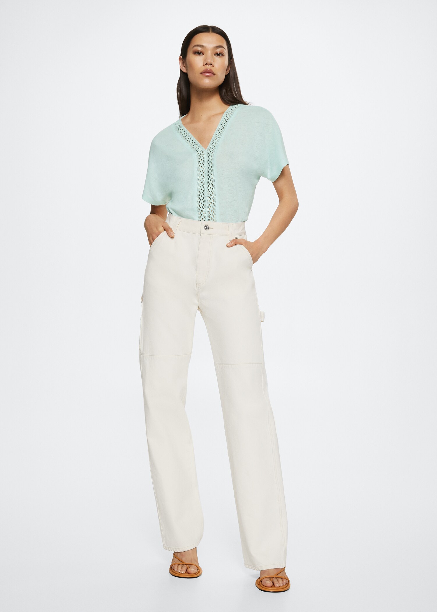 Crochet linen T-shirt - General plane