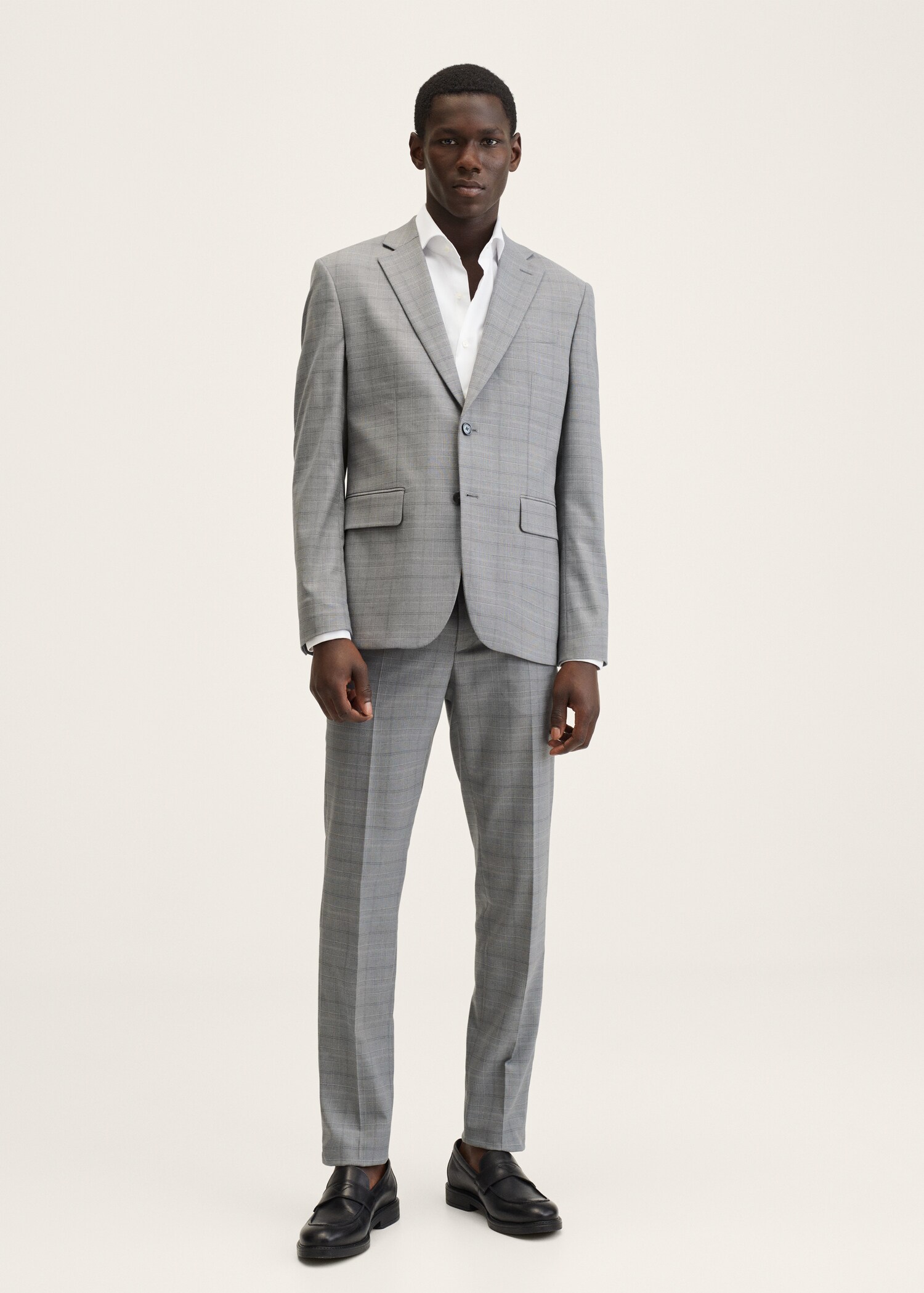 Pantalón traje slim fit cuadros - Plano general