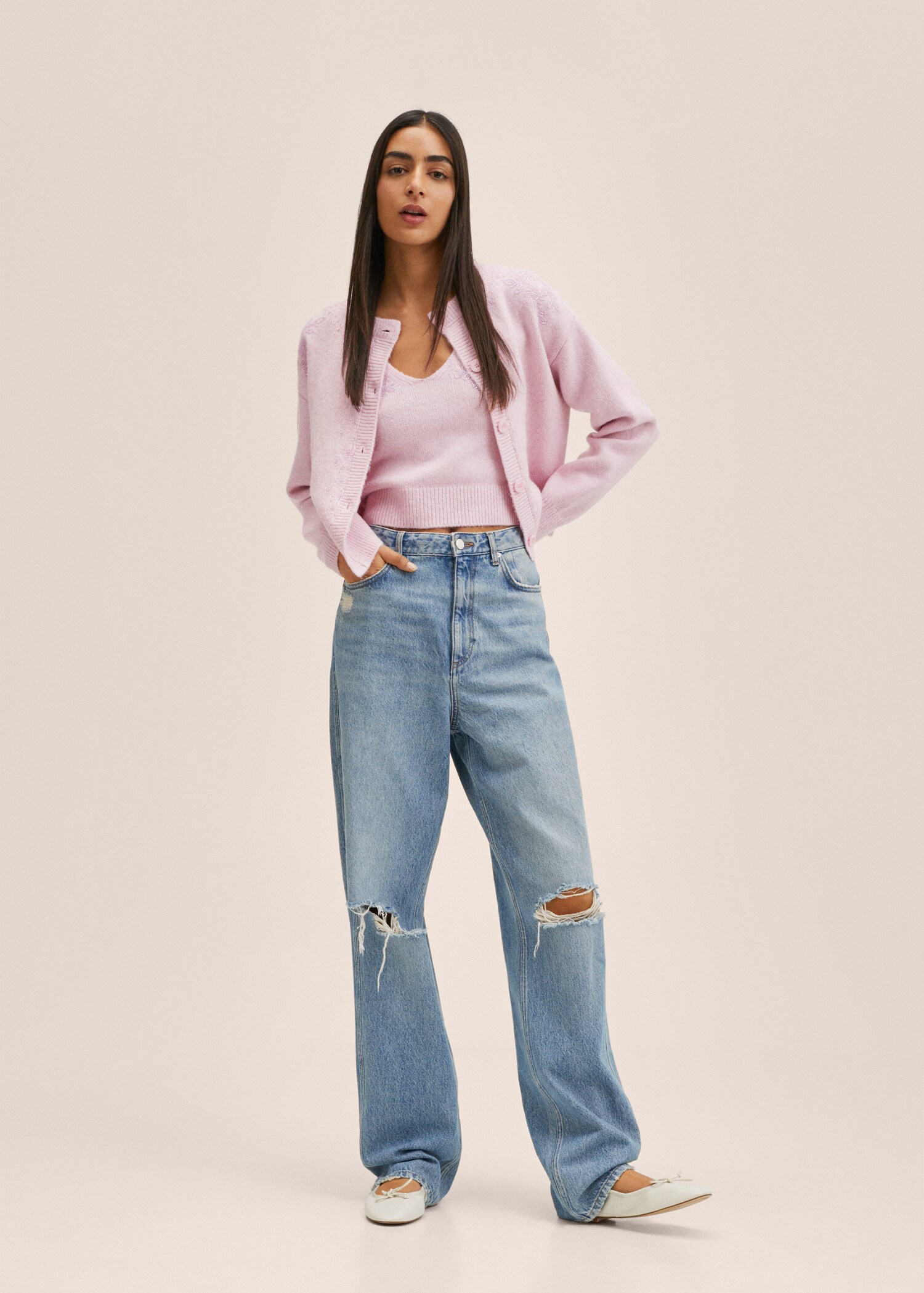 Textured knit cardigan - General plane