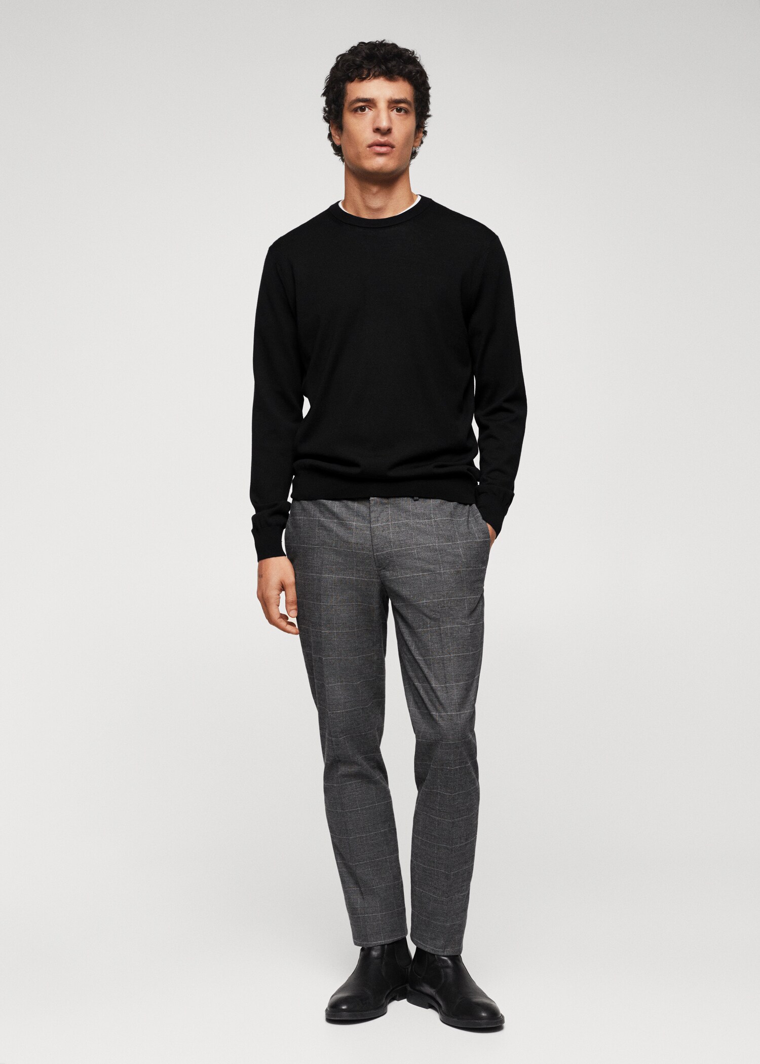 Pantalons slim fit cotó quadres - Pla general