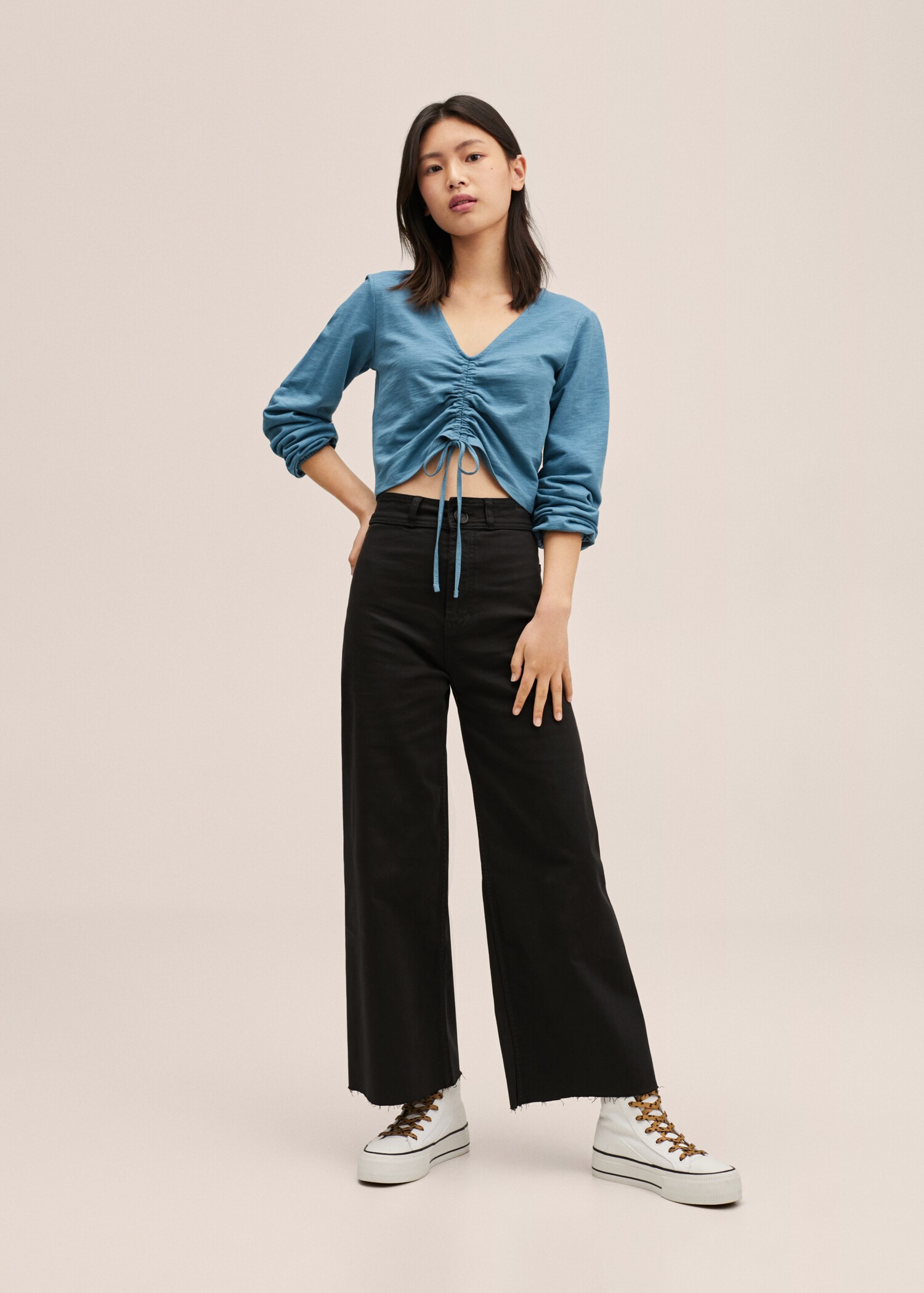 Cropped wide-leg jeans - General plane