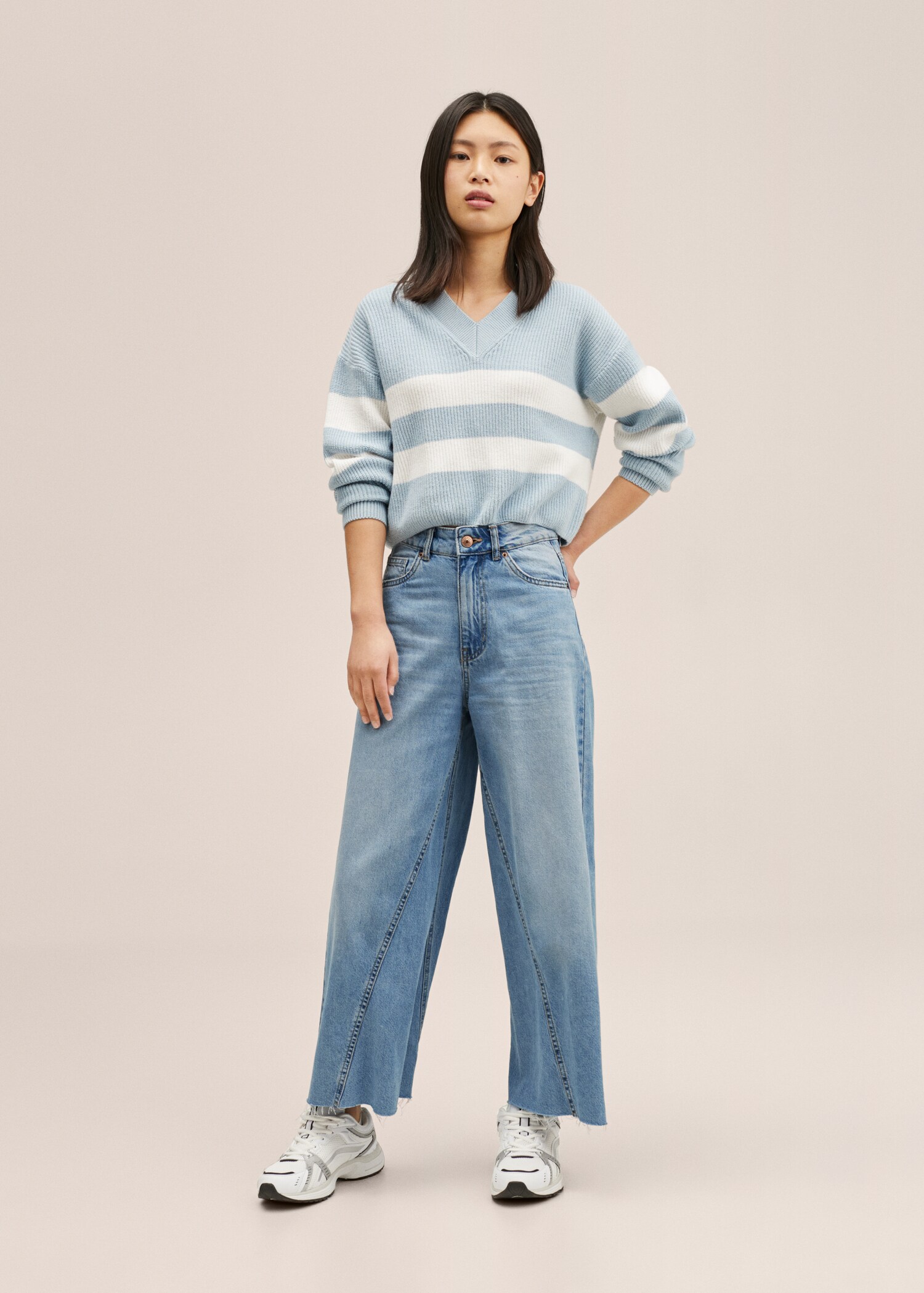 Frayed hem culotte jeans - General plane