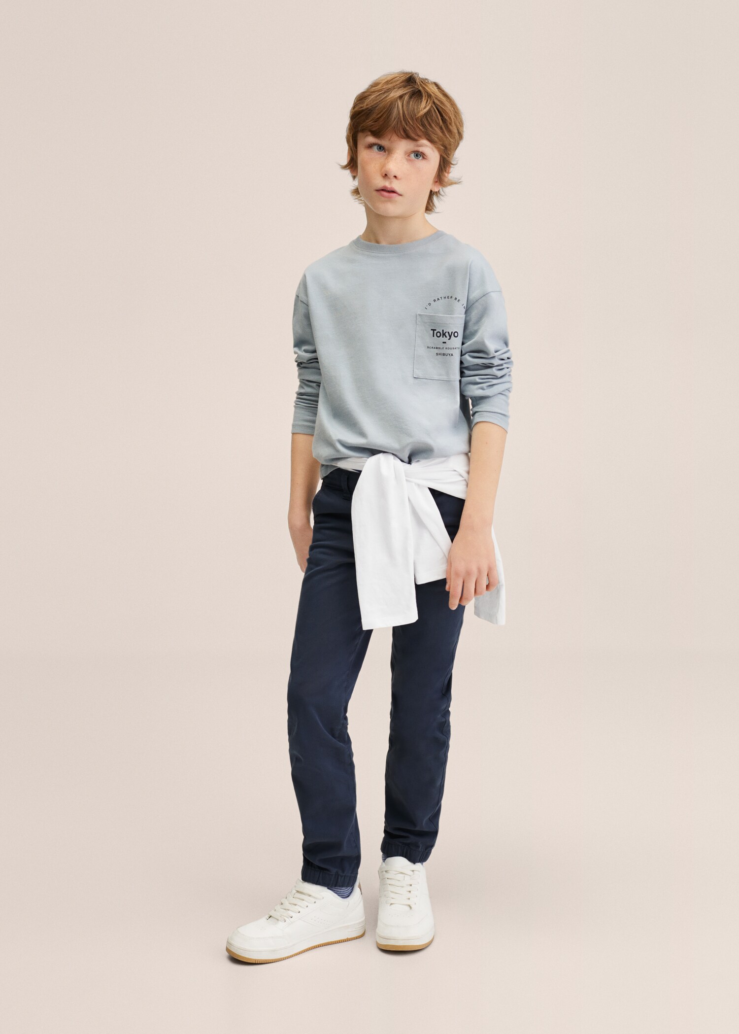 Kalhoty slim fit s pruženkou na lemu - Celkový náhled