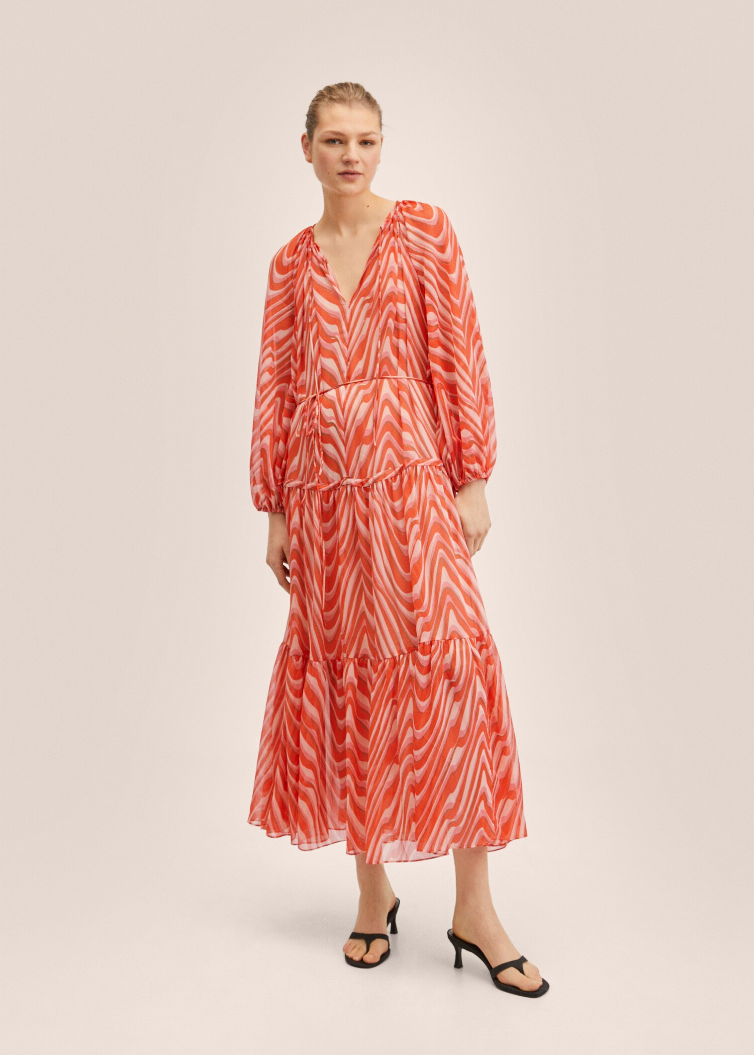 Vestido estampado volantes - Plano general