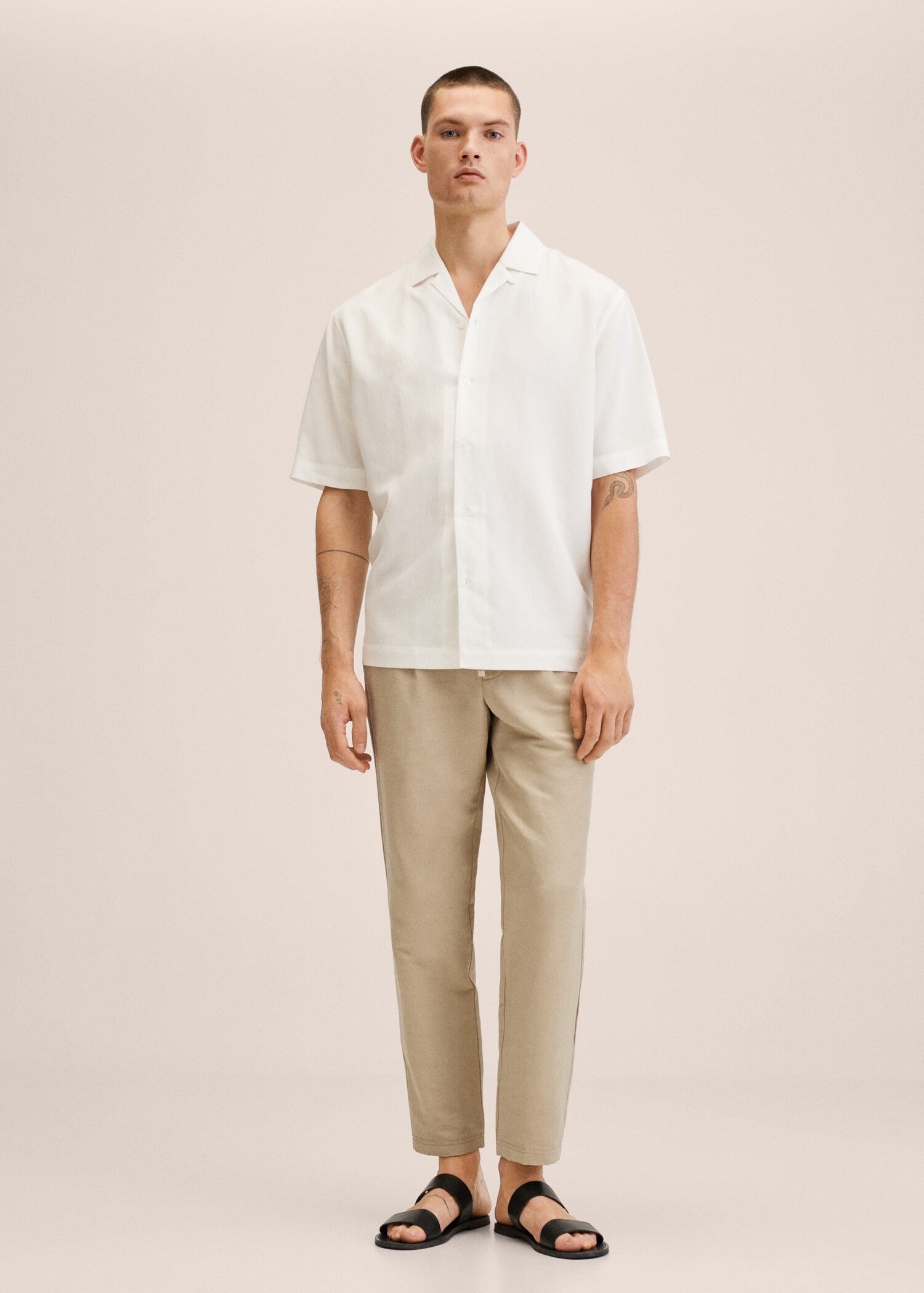 Linen trousers with drawstring  - General plane