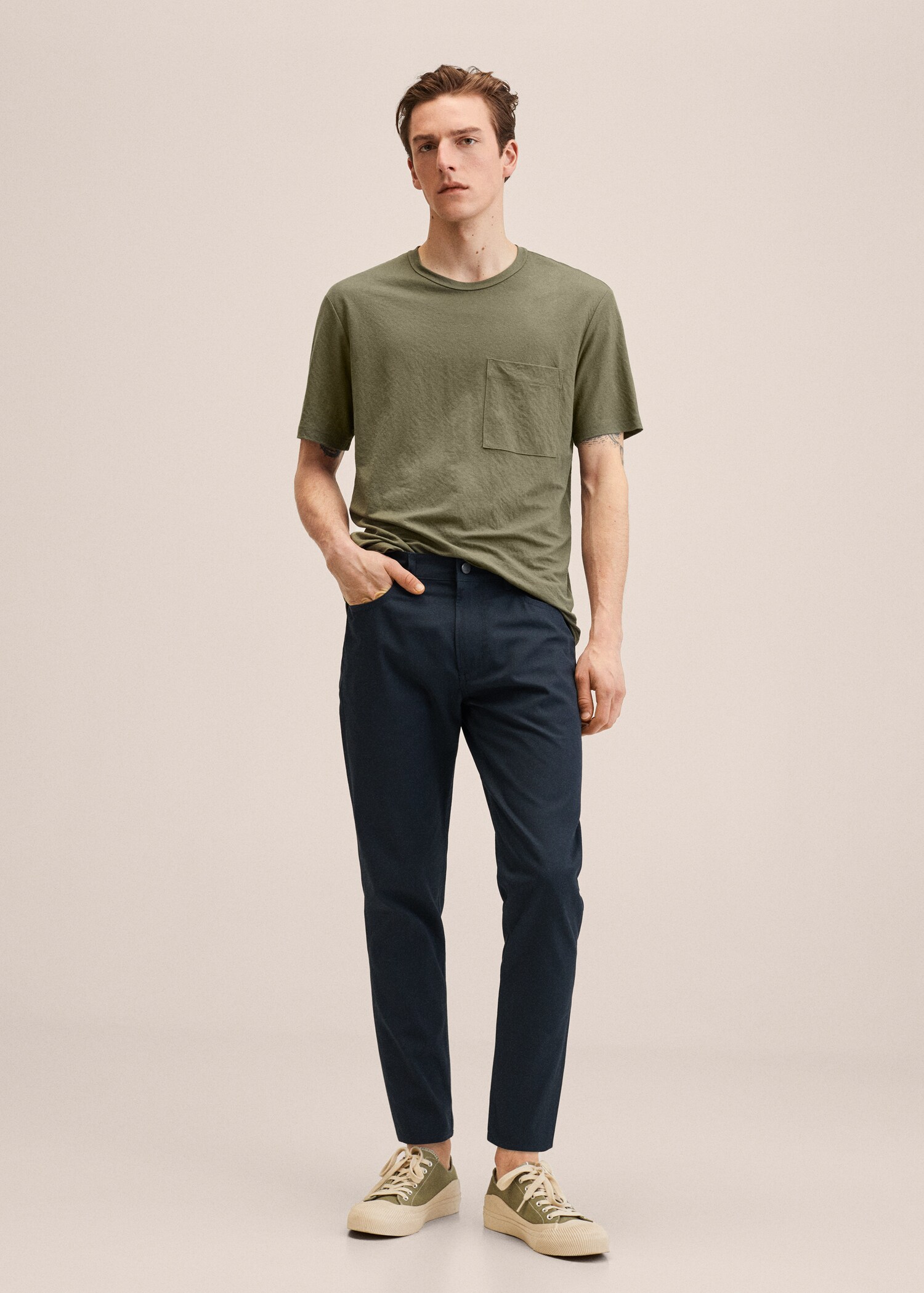 Pantalón tapered fit algodón - Plano general