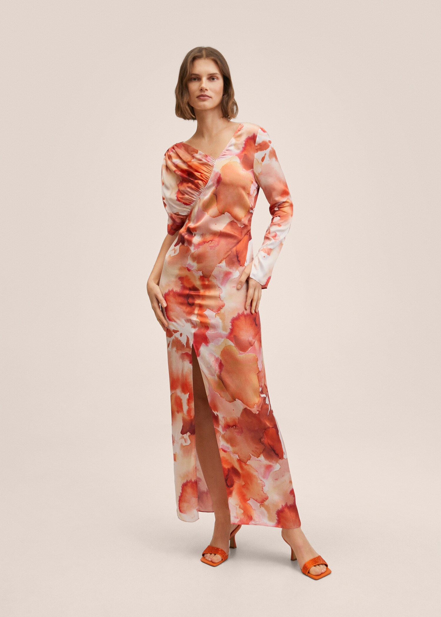 Vestido satinado estampado  - Plano general