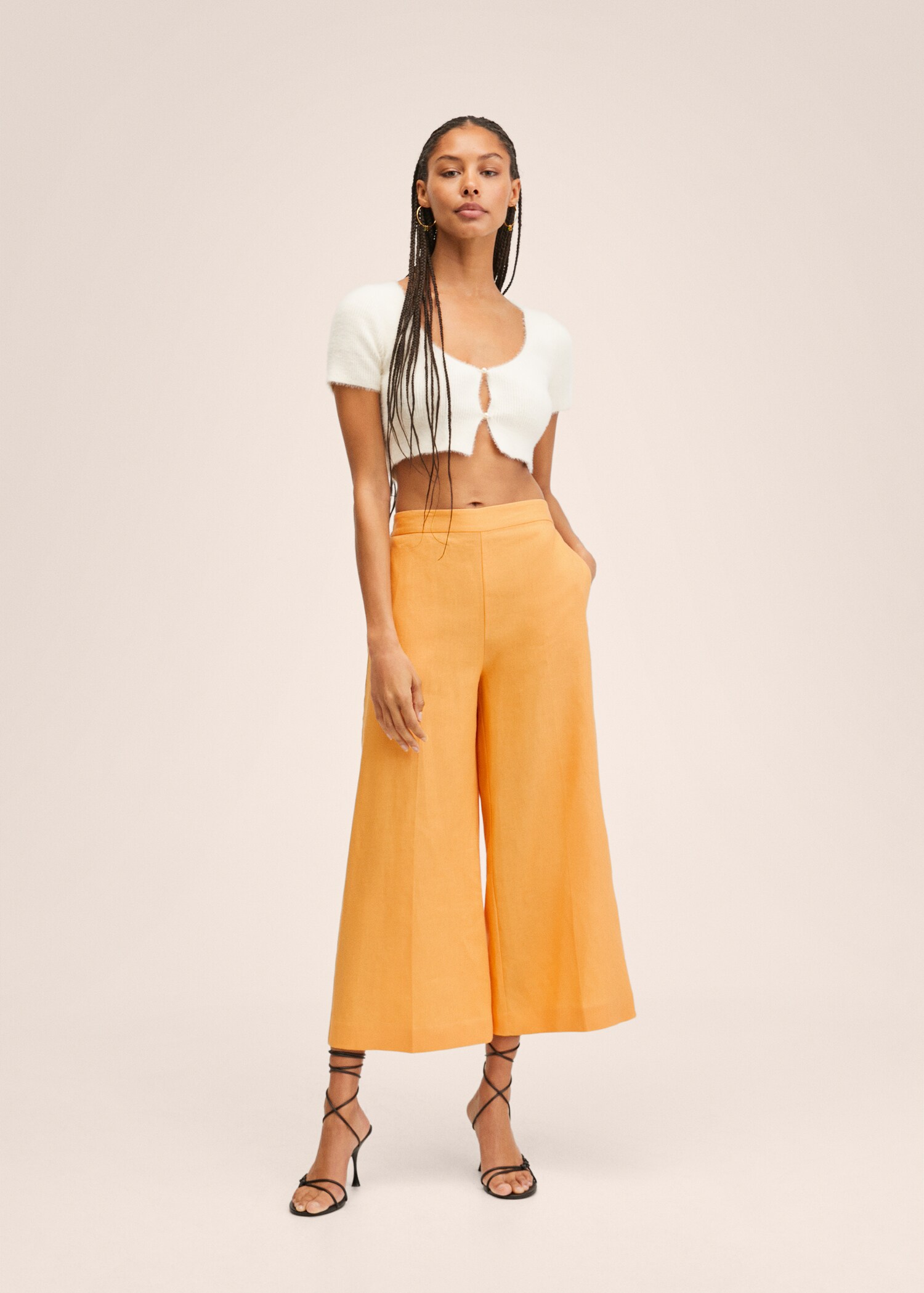 Pantalón culotte 100% lino  - Plano general