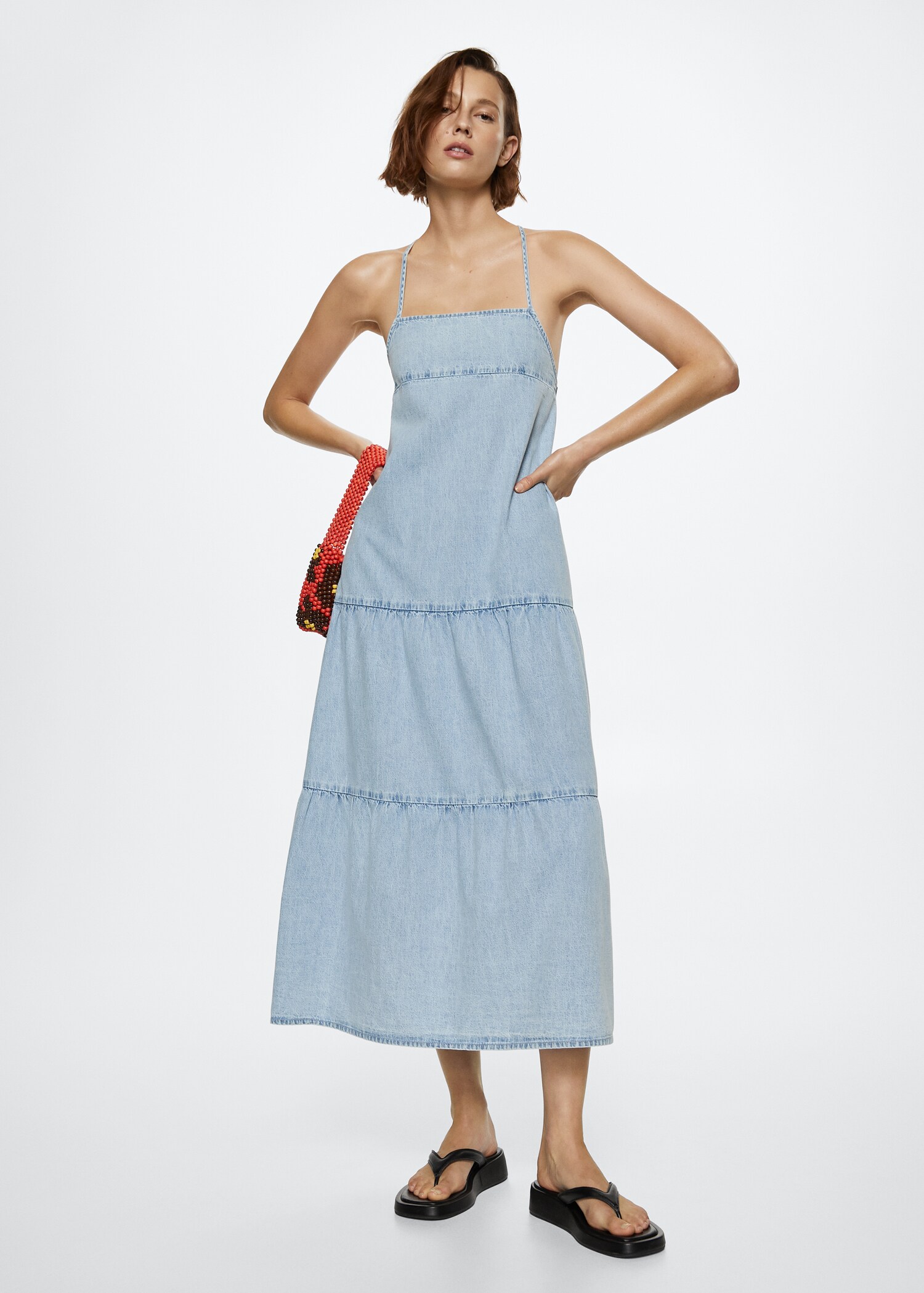 Ruffled denim dress - General plane